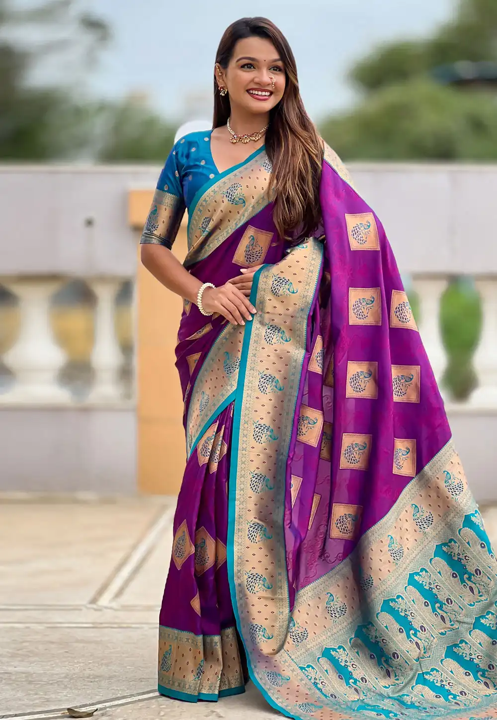 Purple Banarasi Silk Saree 315346