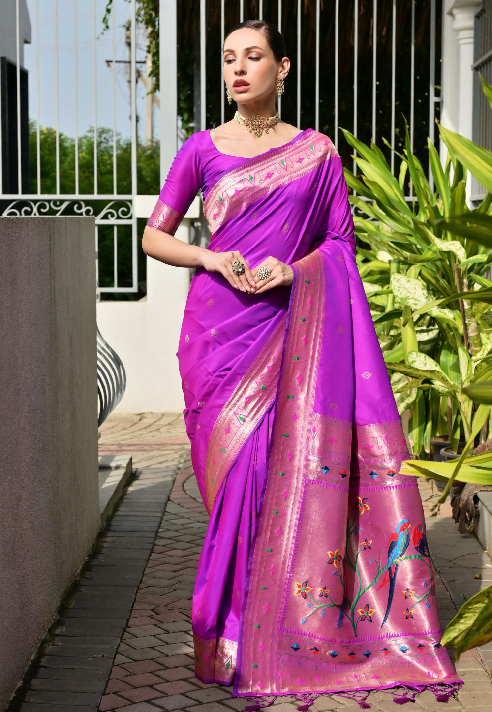 Purple Banarasi Silk Saree 323190