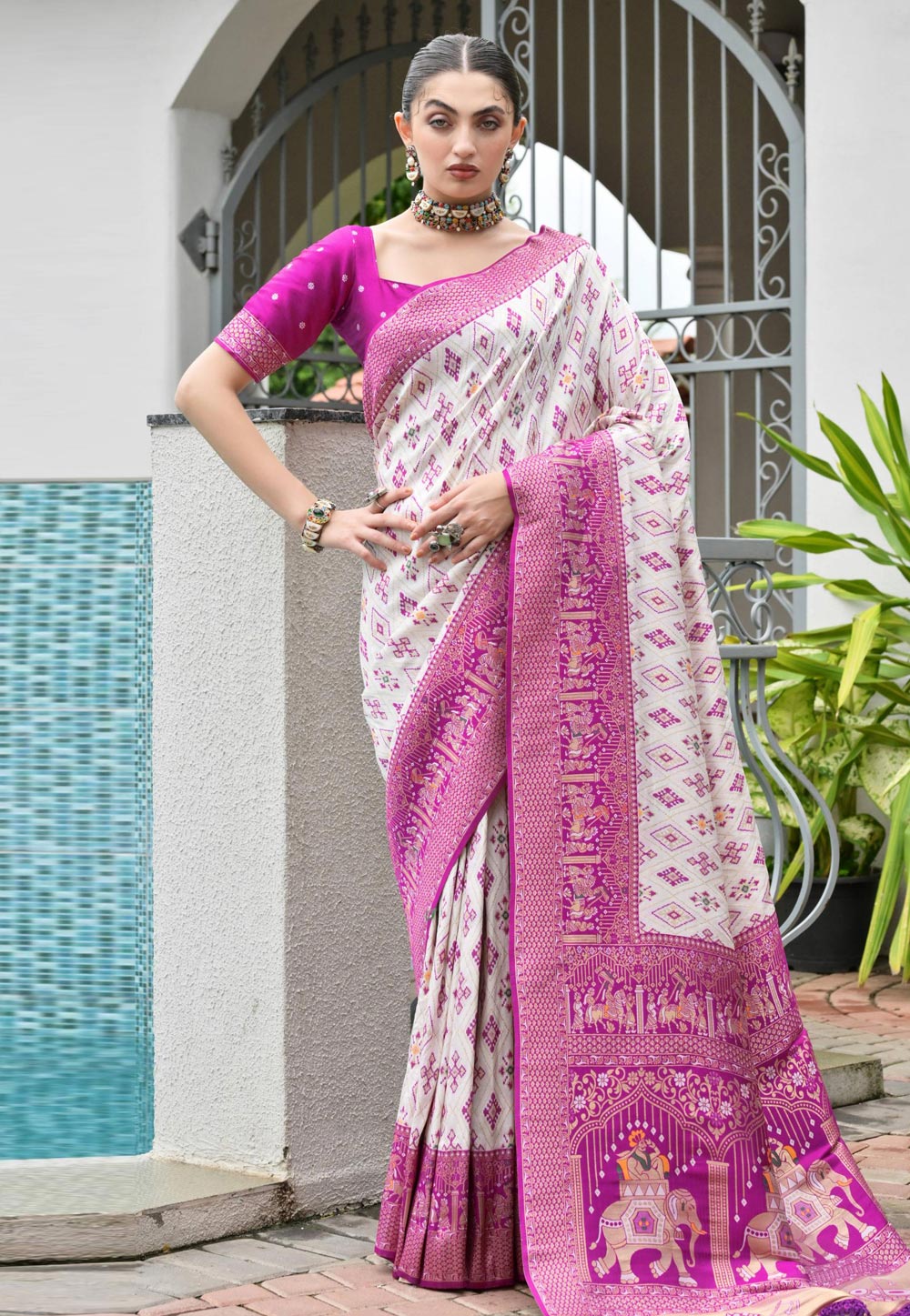 Purple Banarasi Silk Saree 324336