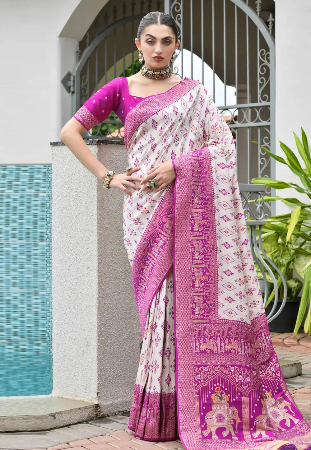 Purple Banarasi Silk Saree 324336