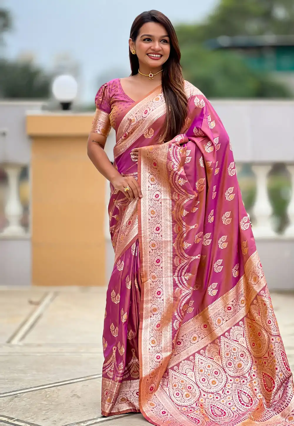 Purple Banarasi Silk Saree 314769