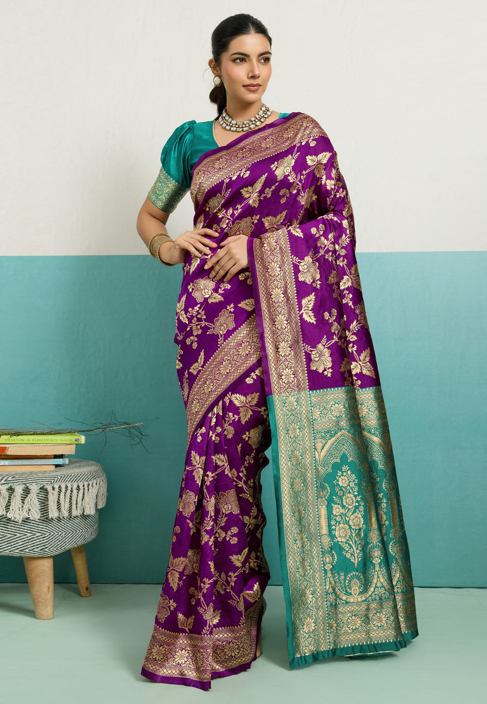 Purple Banarasi Silk Saree With Blouse 325245