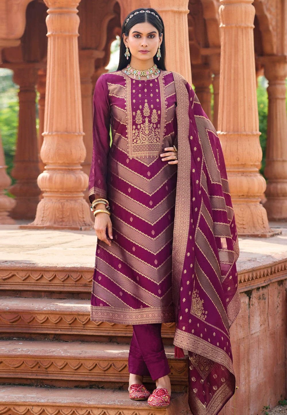 Purple Banglori Silk Pakistani Suit 328925