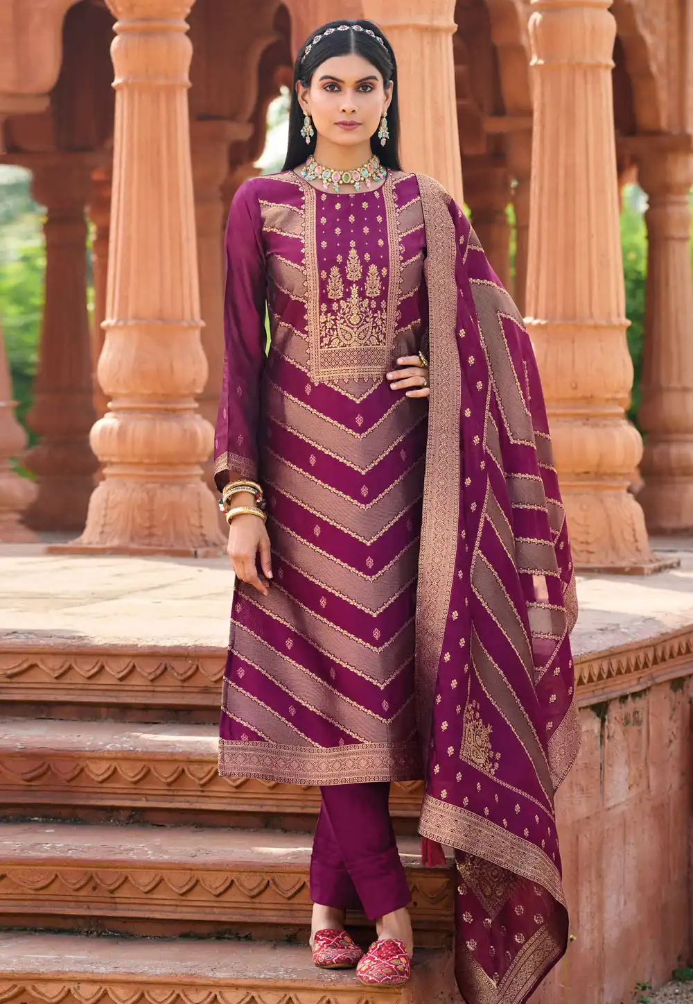 Purple Banglori Silk Pakistani Suit 328925