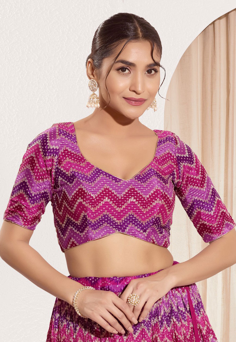 Purple Chiffon Readymade Blouse 312491