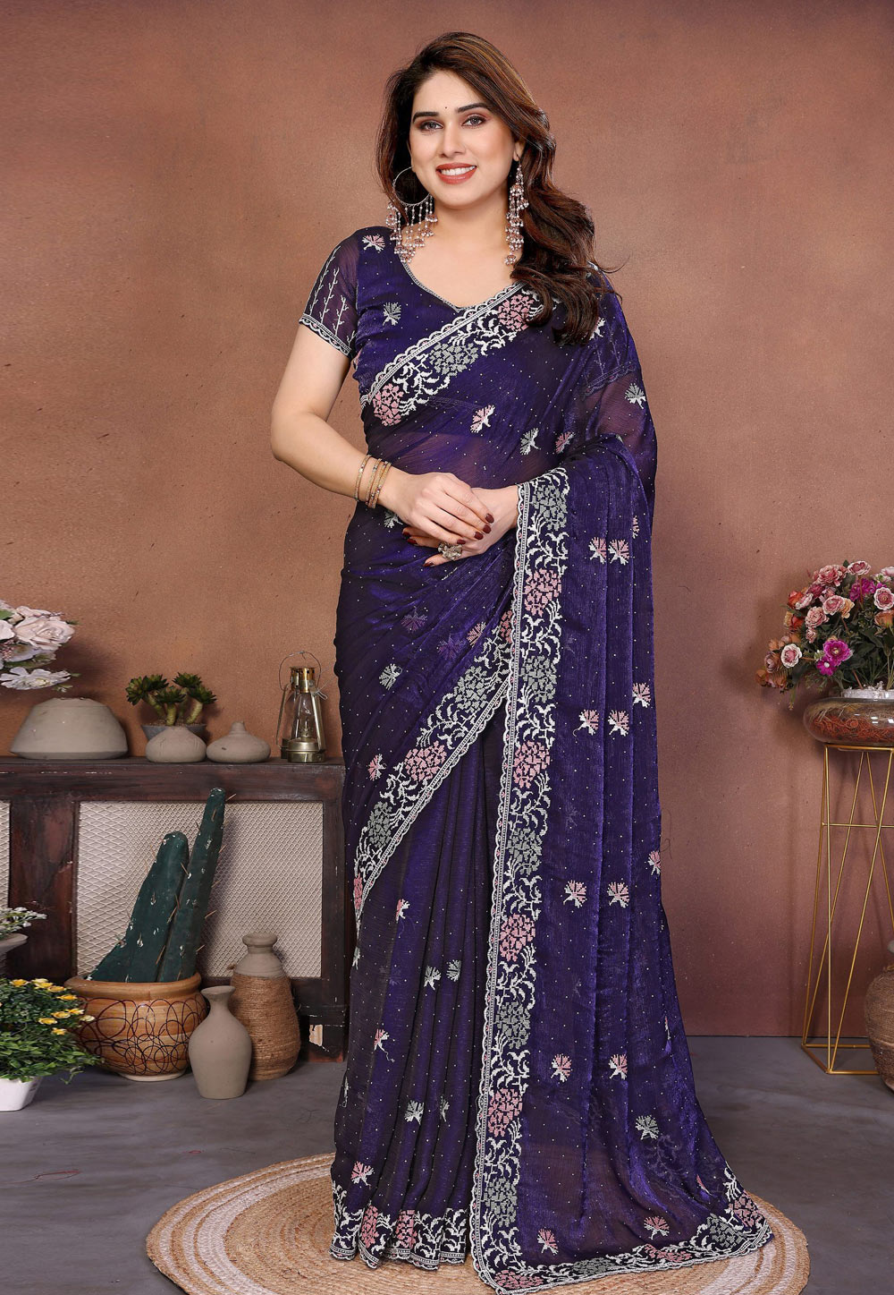 Purple Chiffon Saree With Blouse 327038