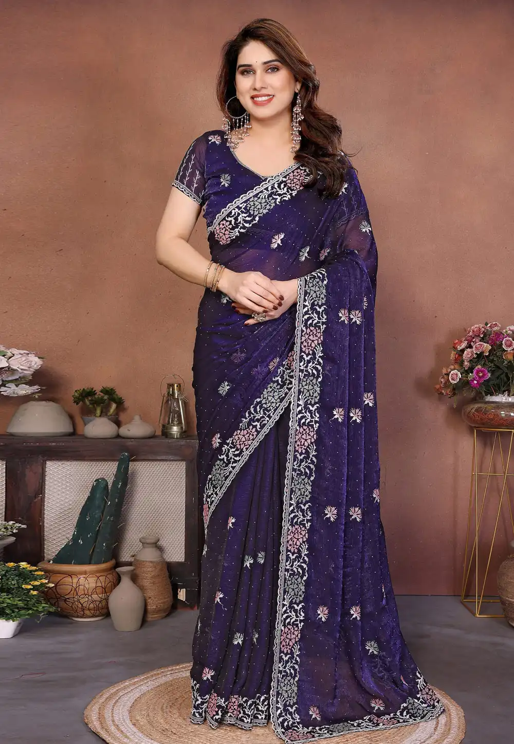 Purple Chiffon Saree With Blouse 327038