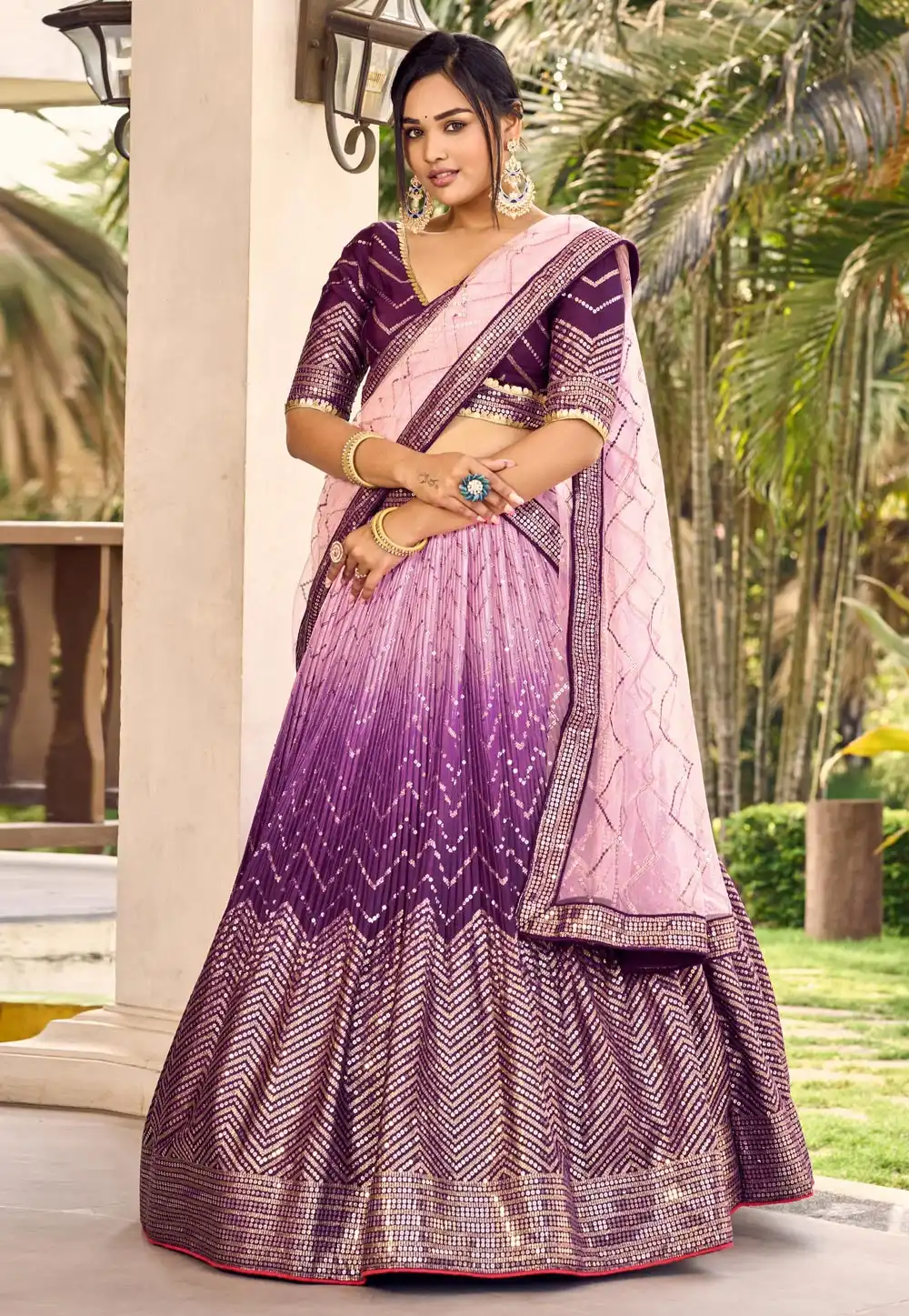 Purple Chinon Circular Lehenga Choli 284847