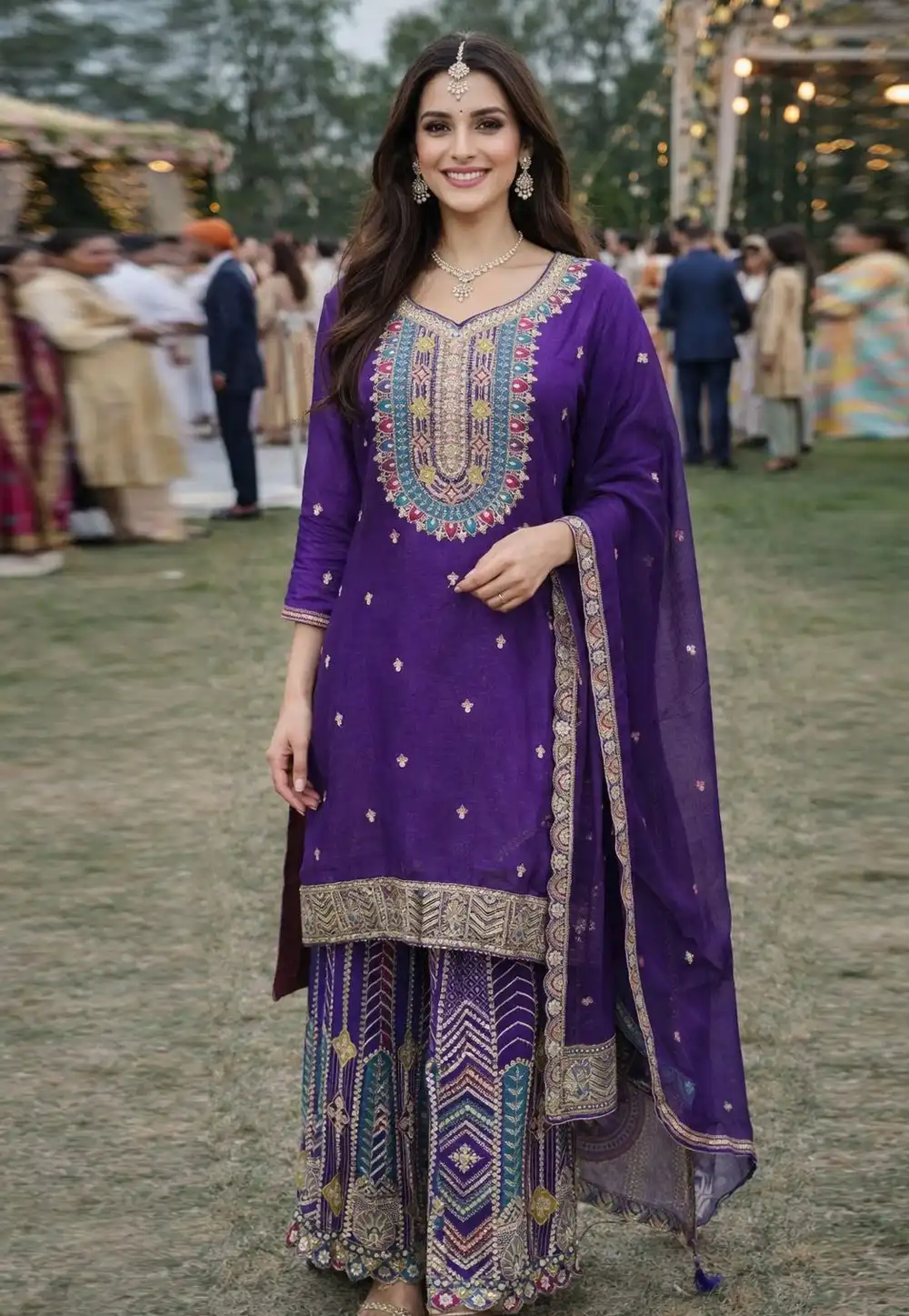 Purple Chinon Pakistani Suit 326563
