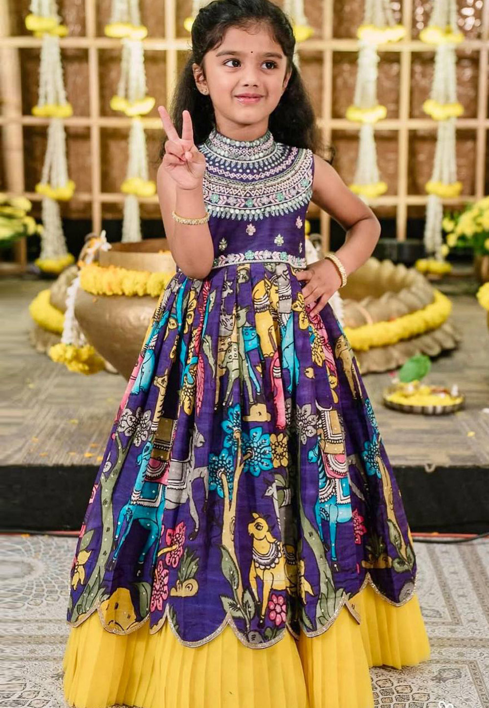 Purple Chinon Readymade Kids Gown 317995