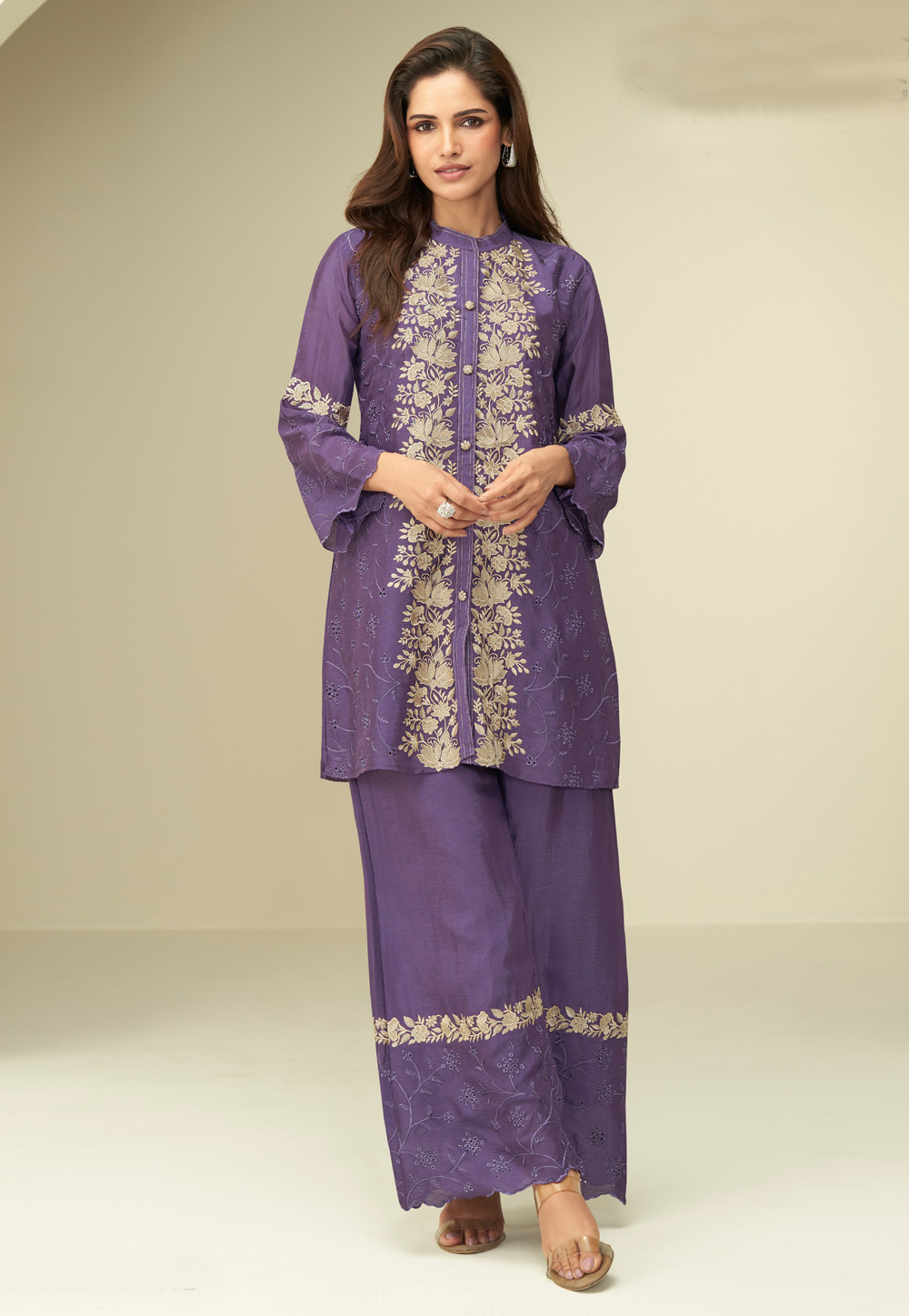 Purple Chinon Silk Co-Ords Set 319591