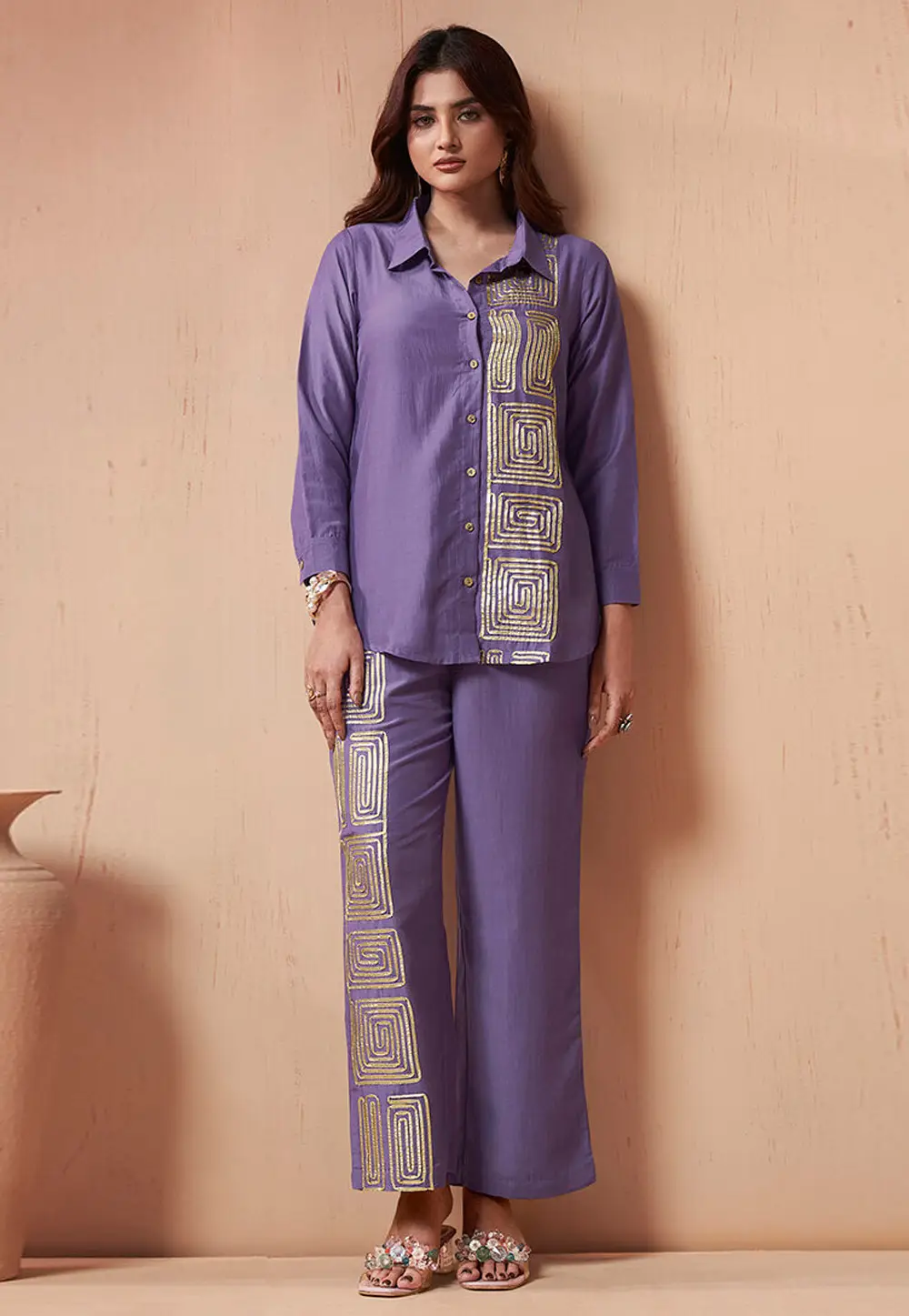 Purple Cotton Co-Ords Set 334170