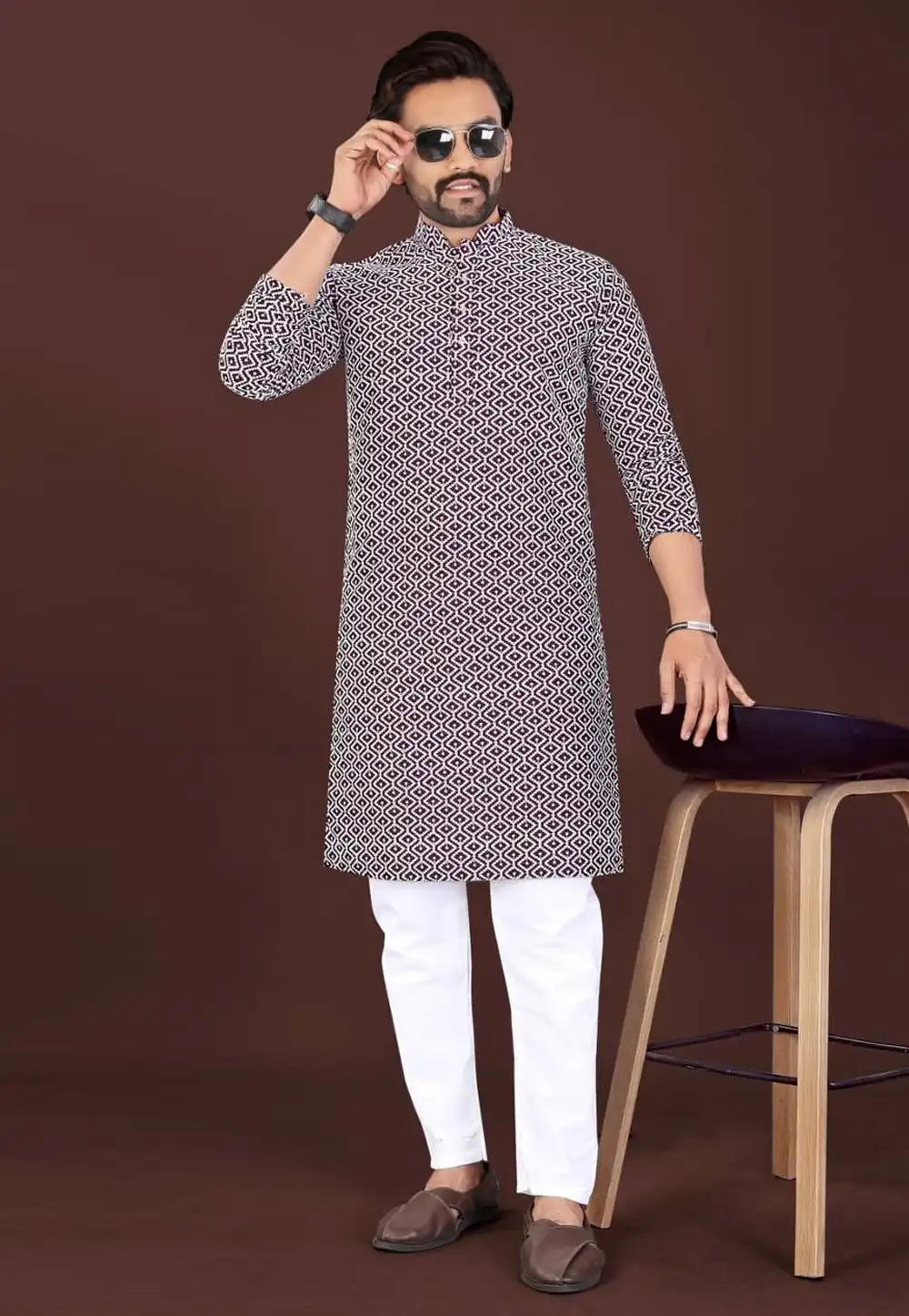 Purple Cotton Kurta Pajama 320080