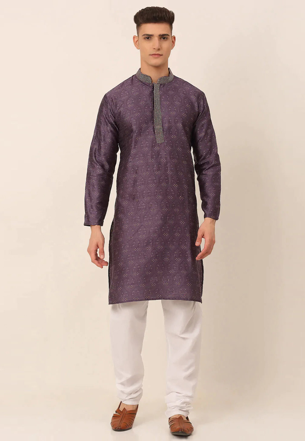 Purple Cotton Kurta Pajama 281648