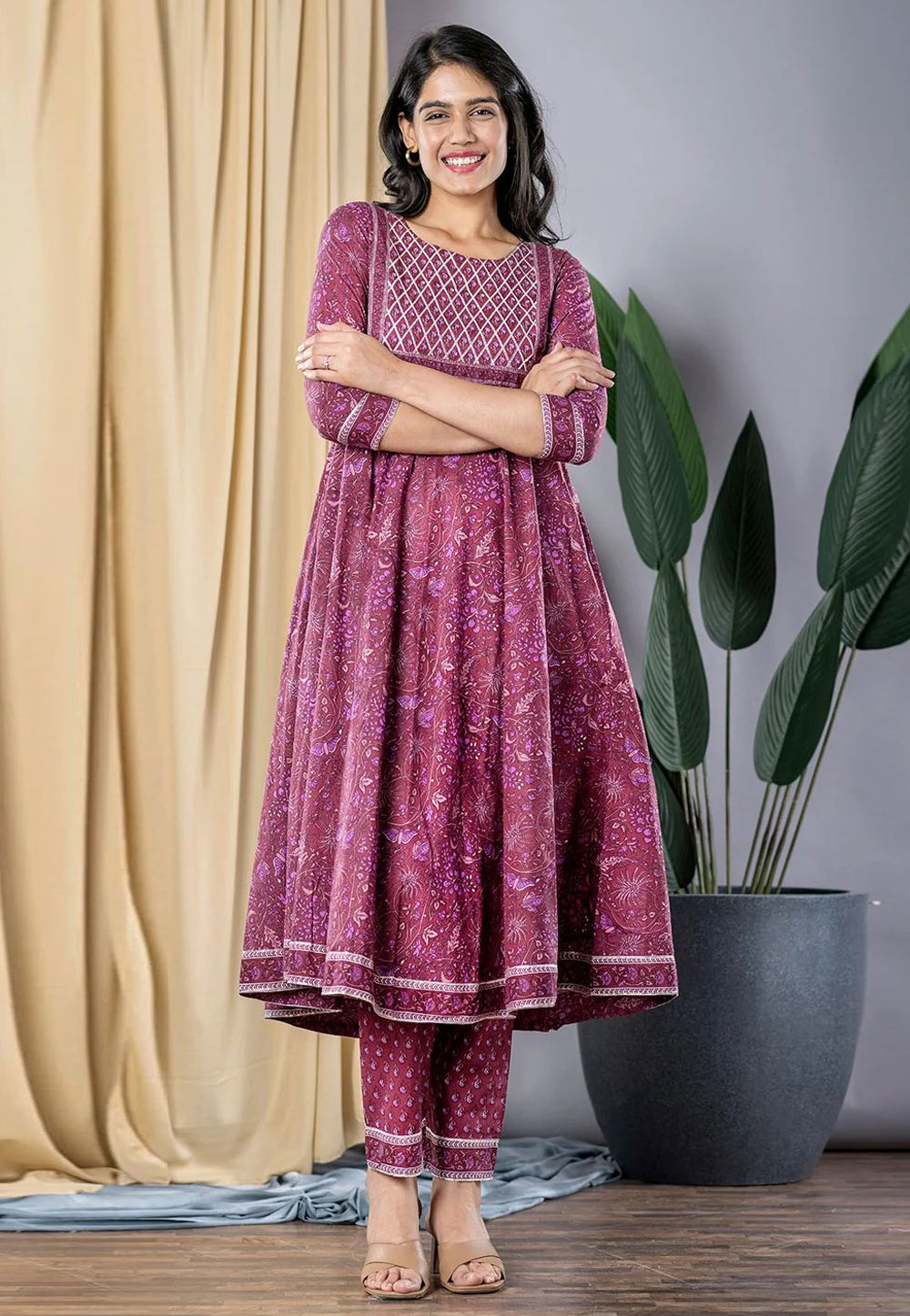 Purple Cotton Kurta Set With Pant 311954
