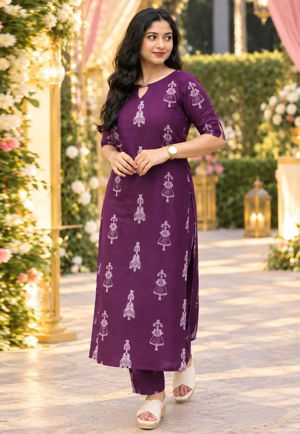 Purple Cotton Kurta Set With Pant 336237