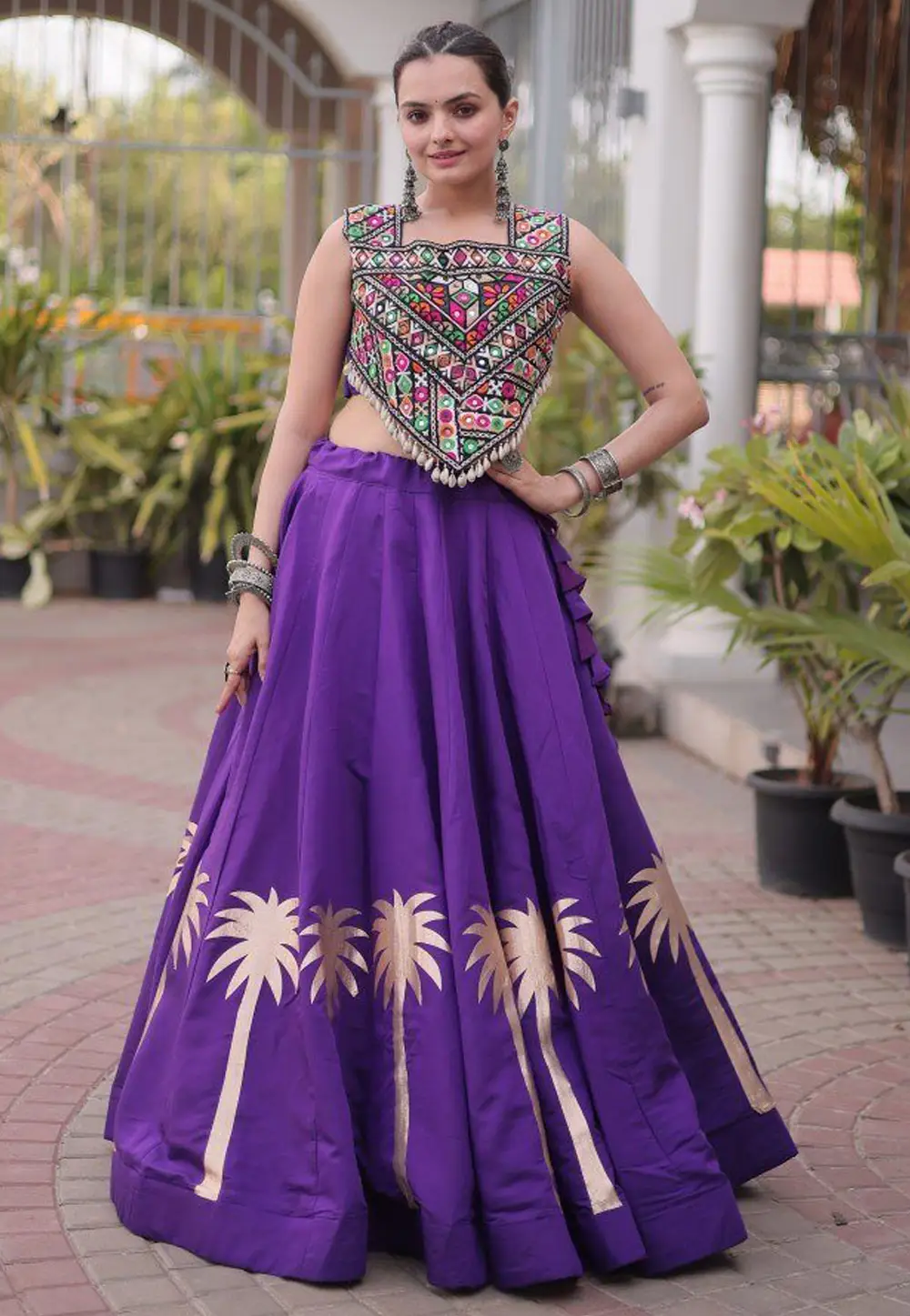 Purple Cotton Navratri Chaniya Choli 332798