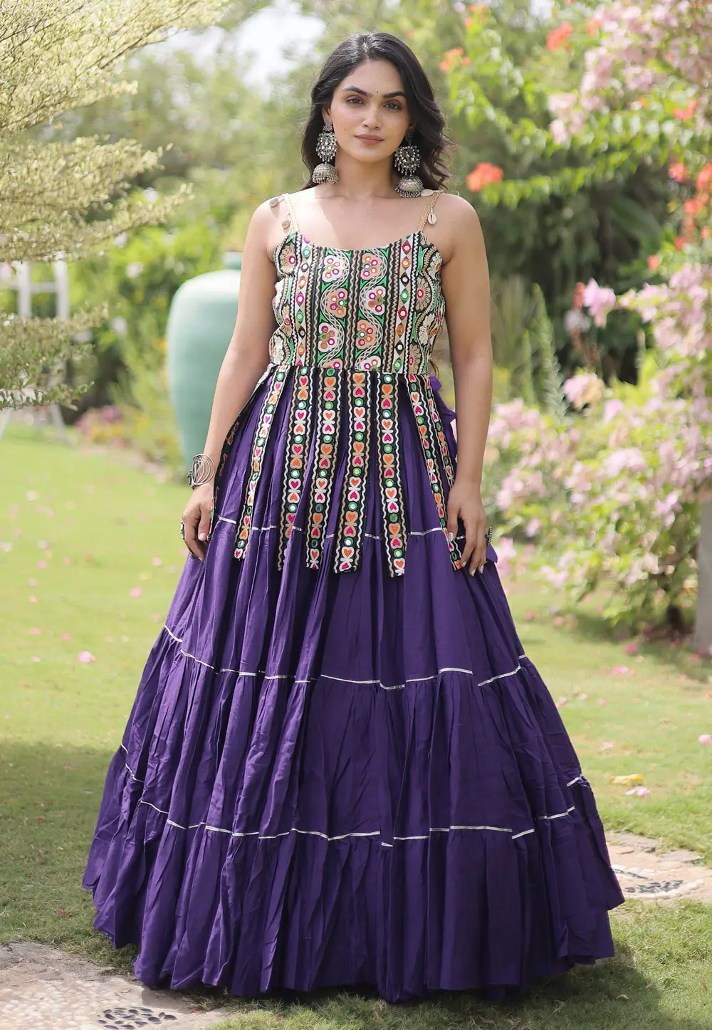 Purple Cotton Navratri Chaniya Choli 333688