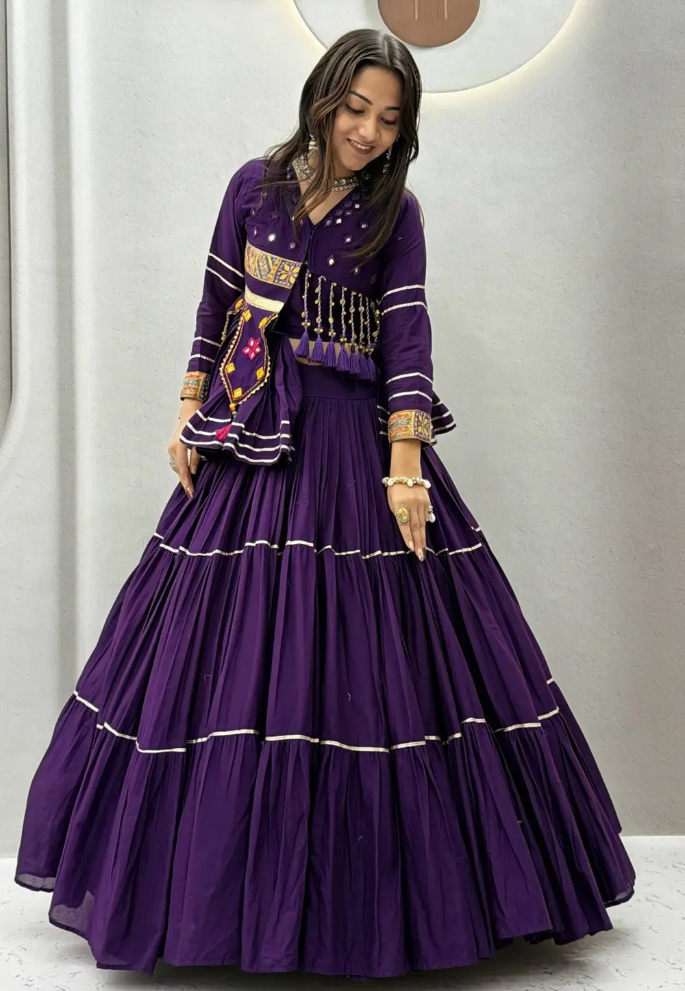 Purple Cotton Navratri Chaniya Choli 335349
