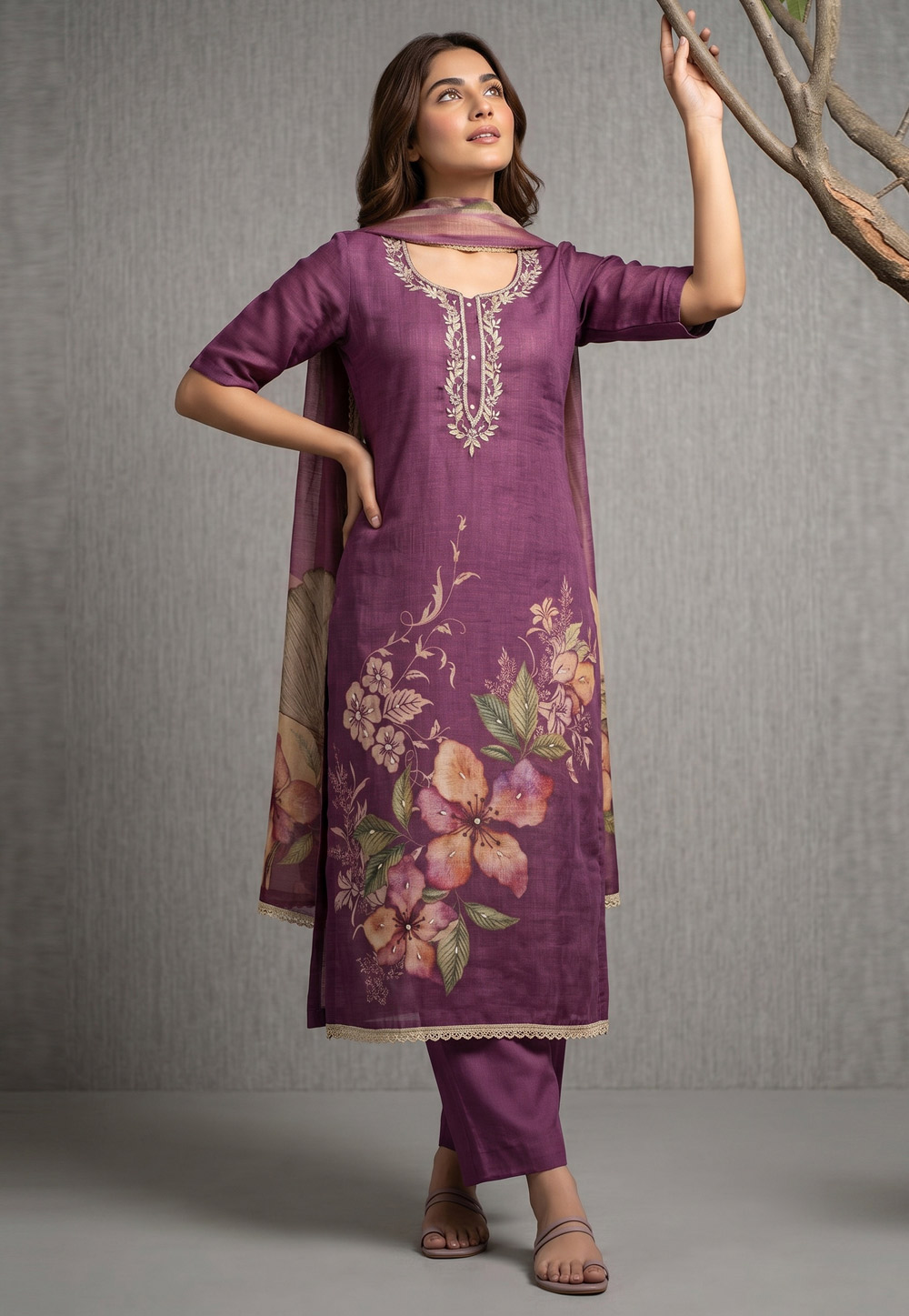 Purple Cotton Pakistani Suit 329359