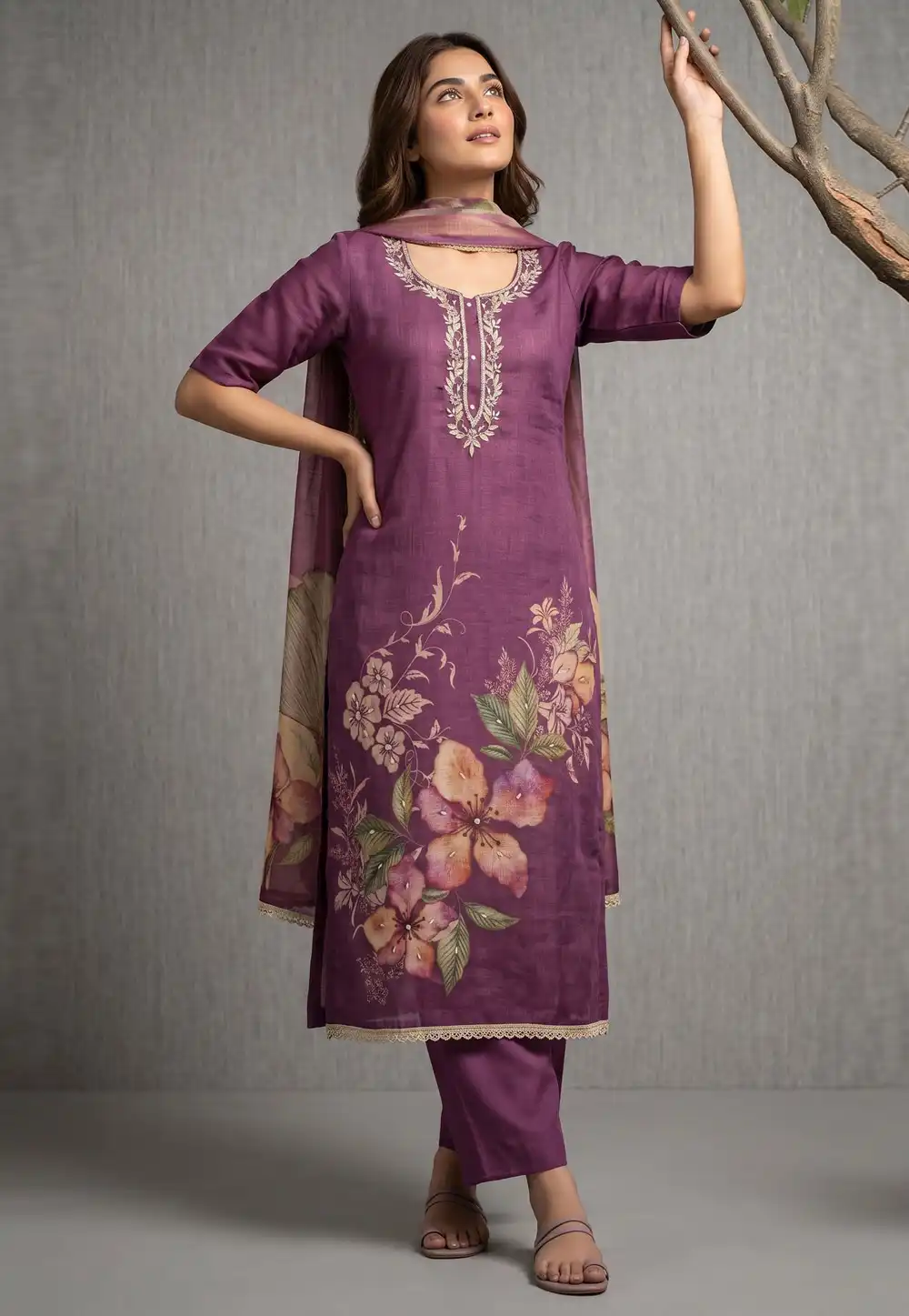 Purple Cotton Pakistani Suit 329359