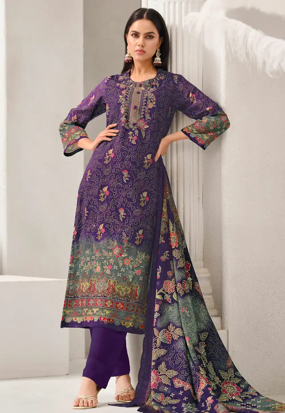 Purple Cotton Pakistani Suit 320362