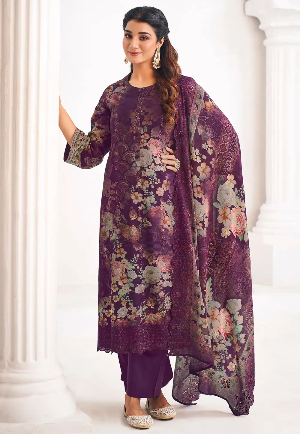 Purple Cotton Pakistani Suit 322572