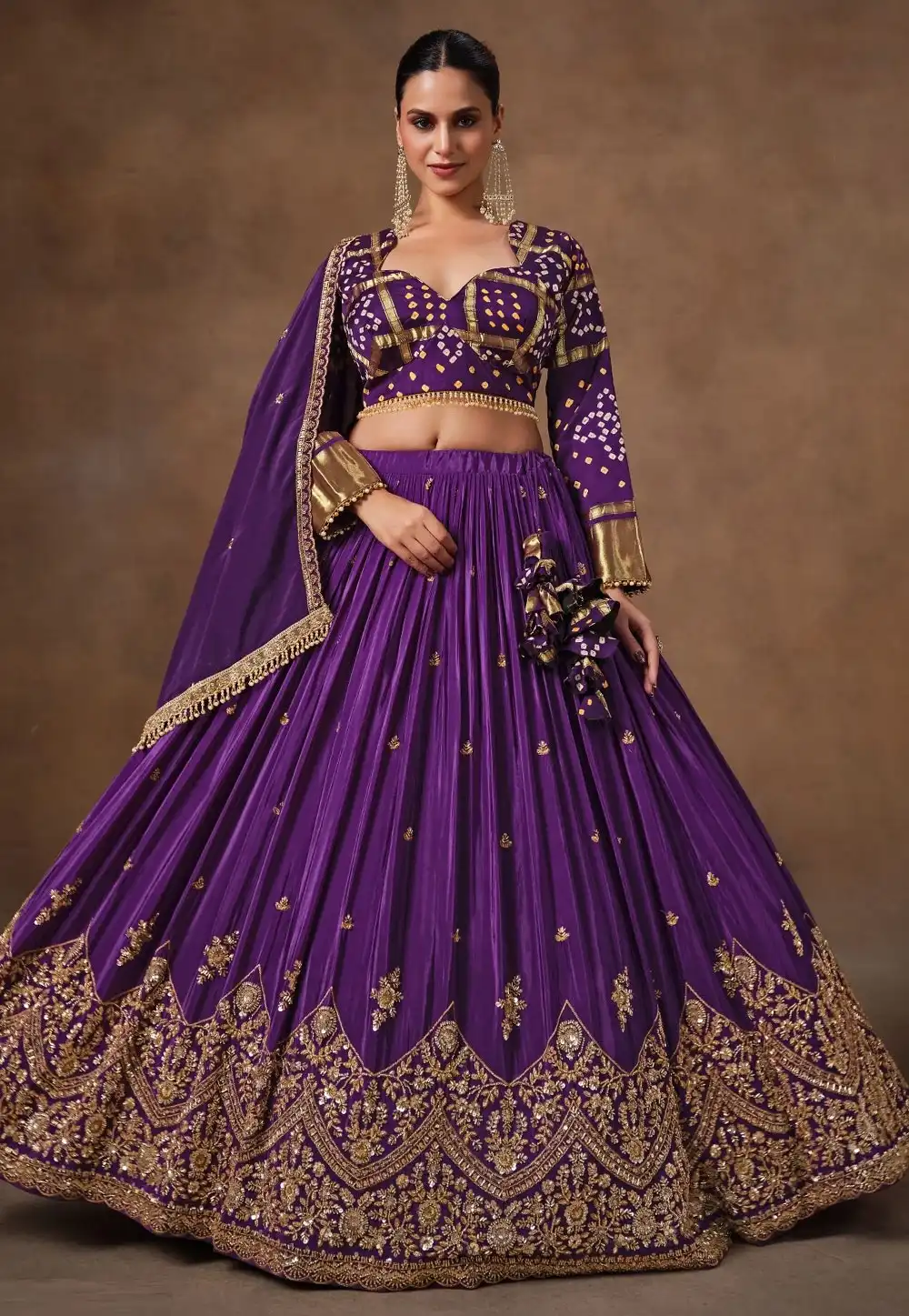 Purple Crepe Circular Lehenga Choli 329134