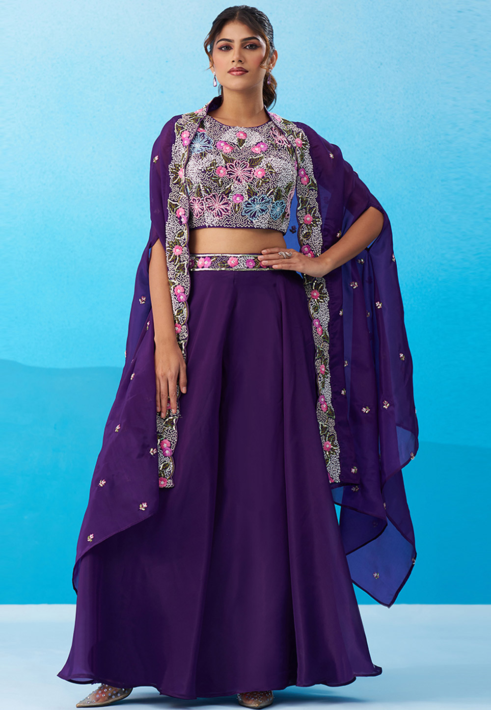 Purple Crepe Designer Salwar Suit 326287