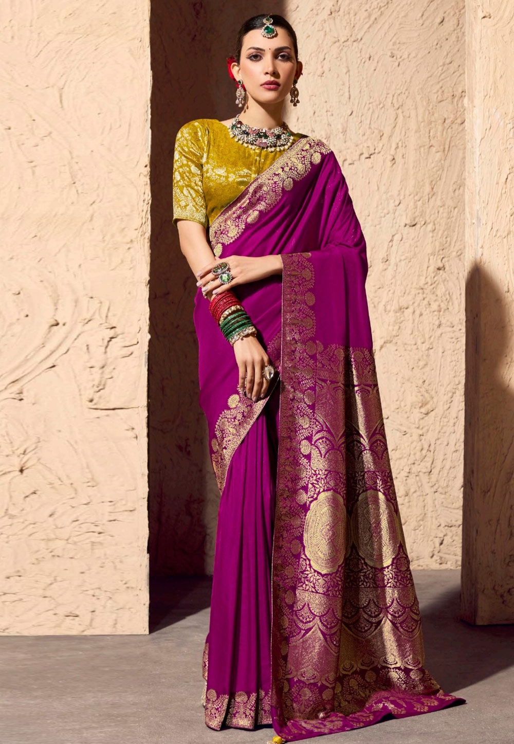 Purple Crepe Georgette Saree With Blouse 319534