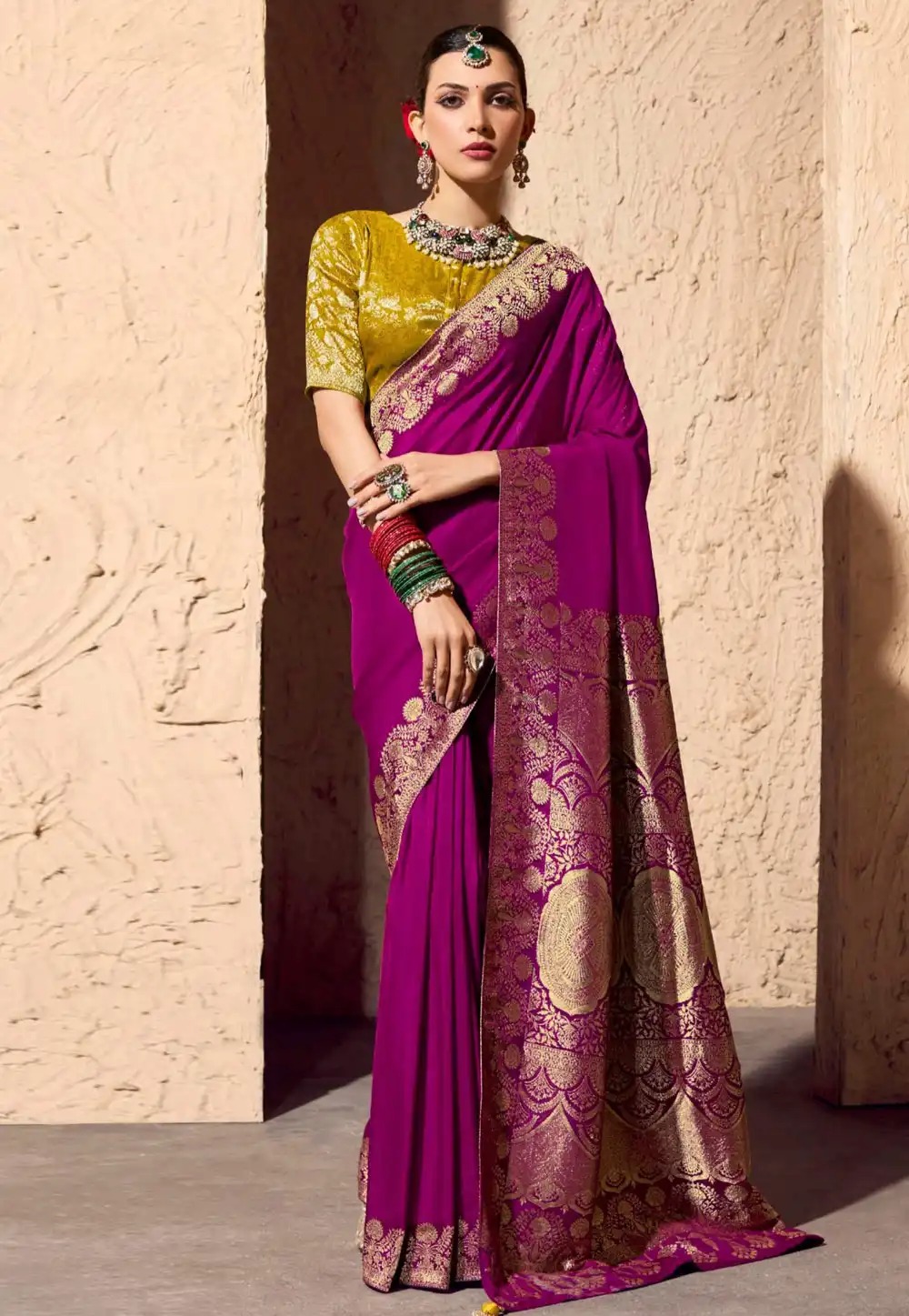Purple Crepe Georgette Saree With Blouse 319534