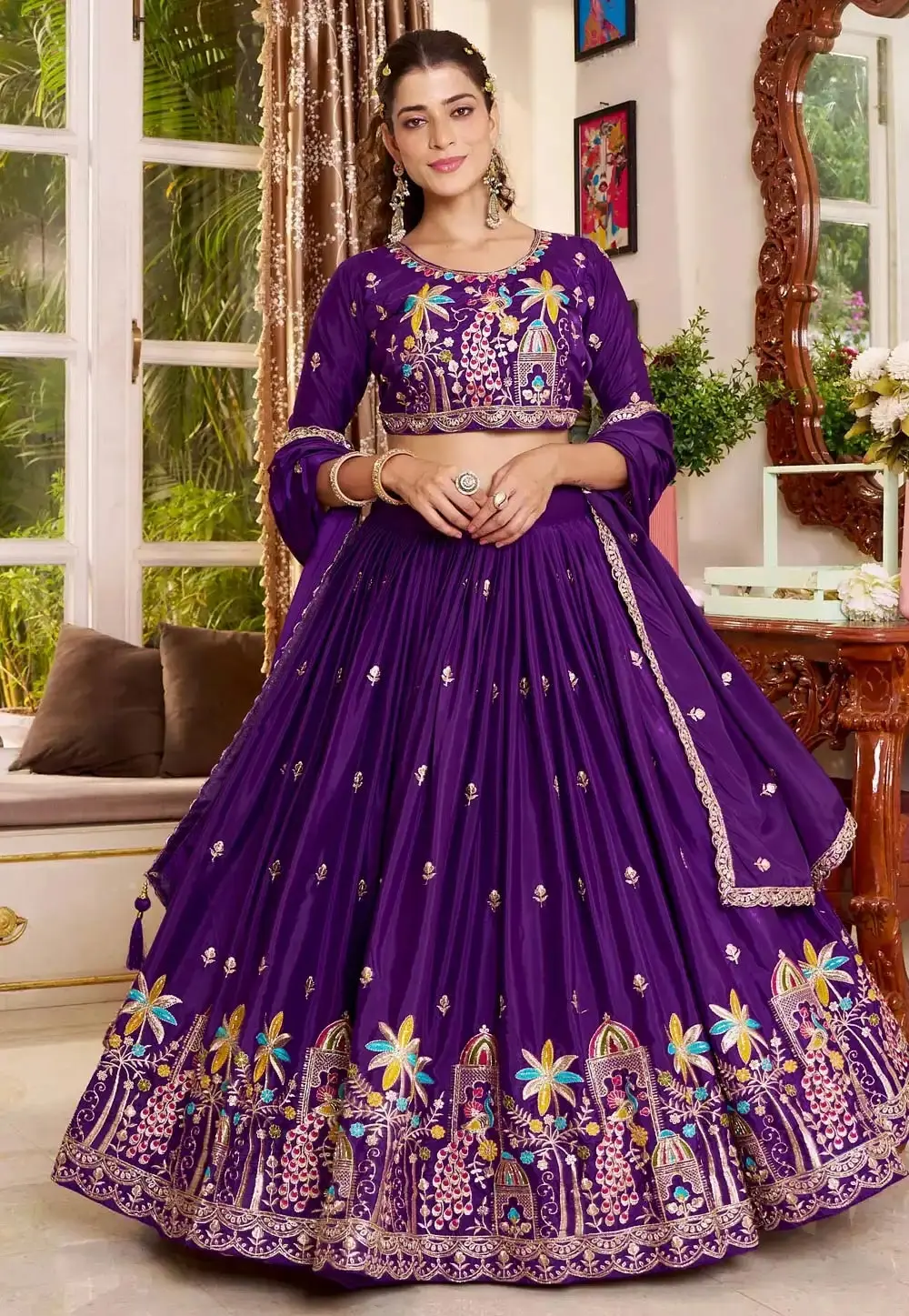 Purple Crepe Silk Lehenga Choli 329000