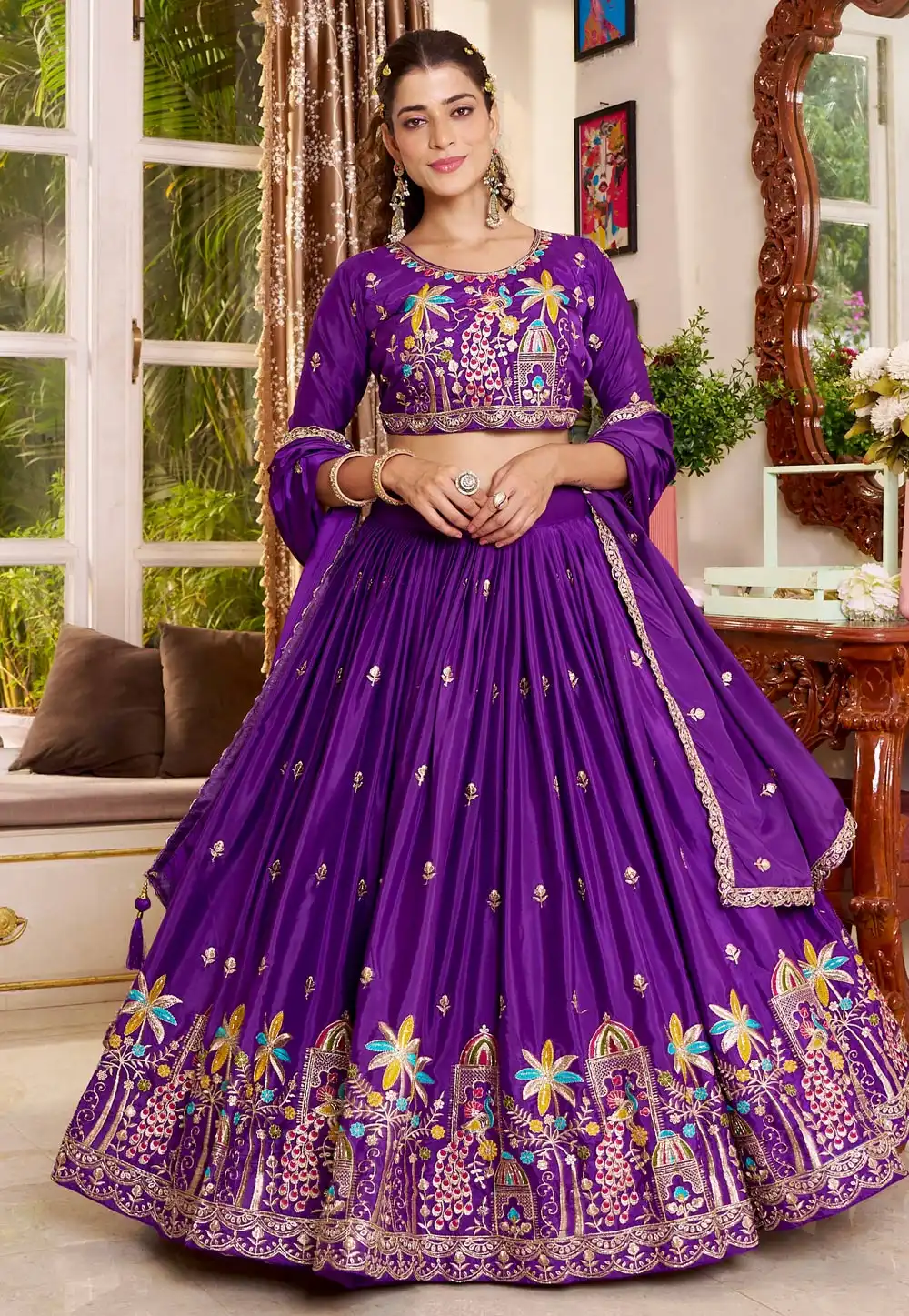 Purple Crepe Silk Lehenga Choli 329000