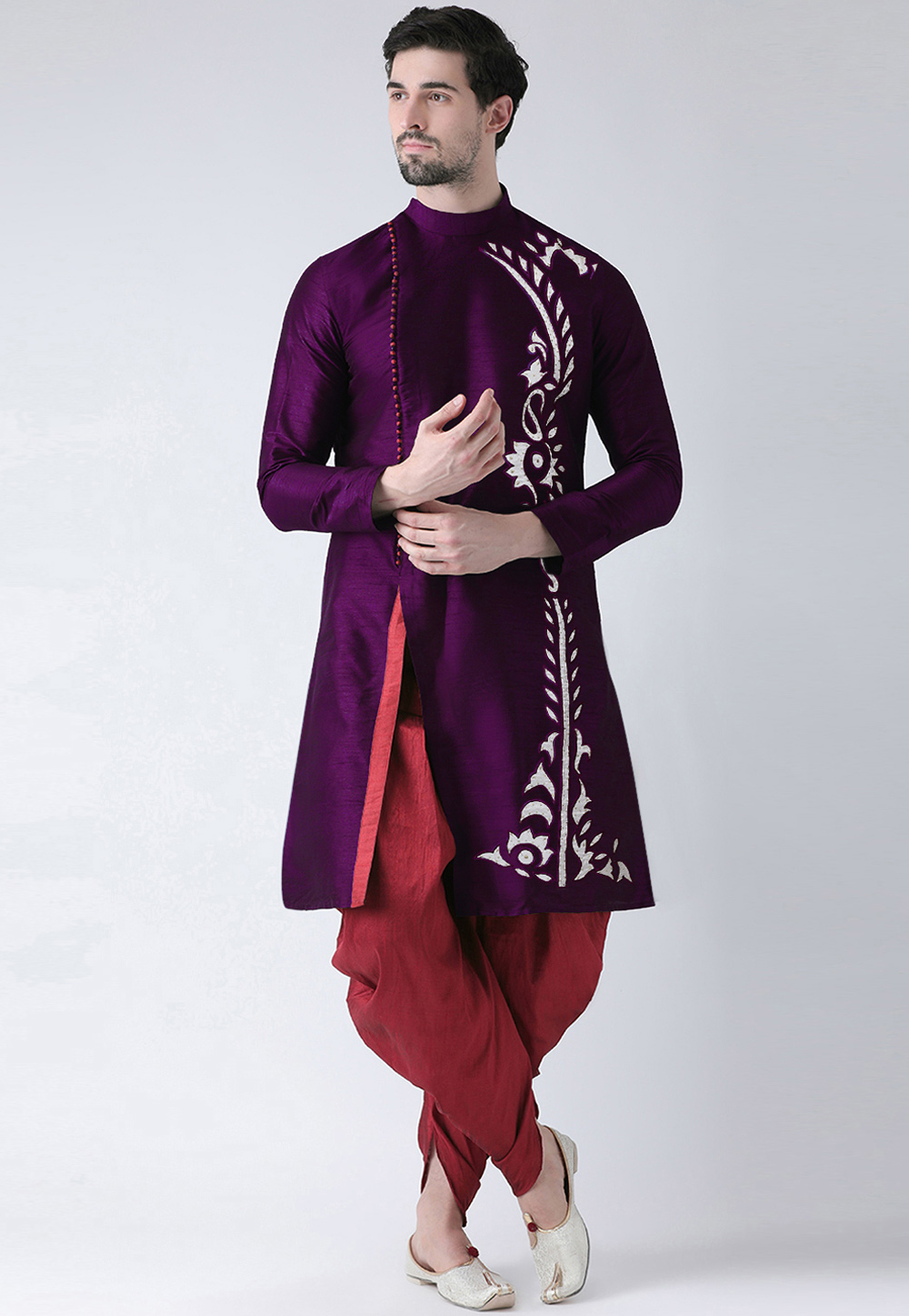 Purple Dupion Silk Dhoti Kurta 284918