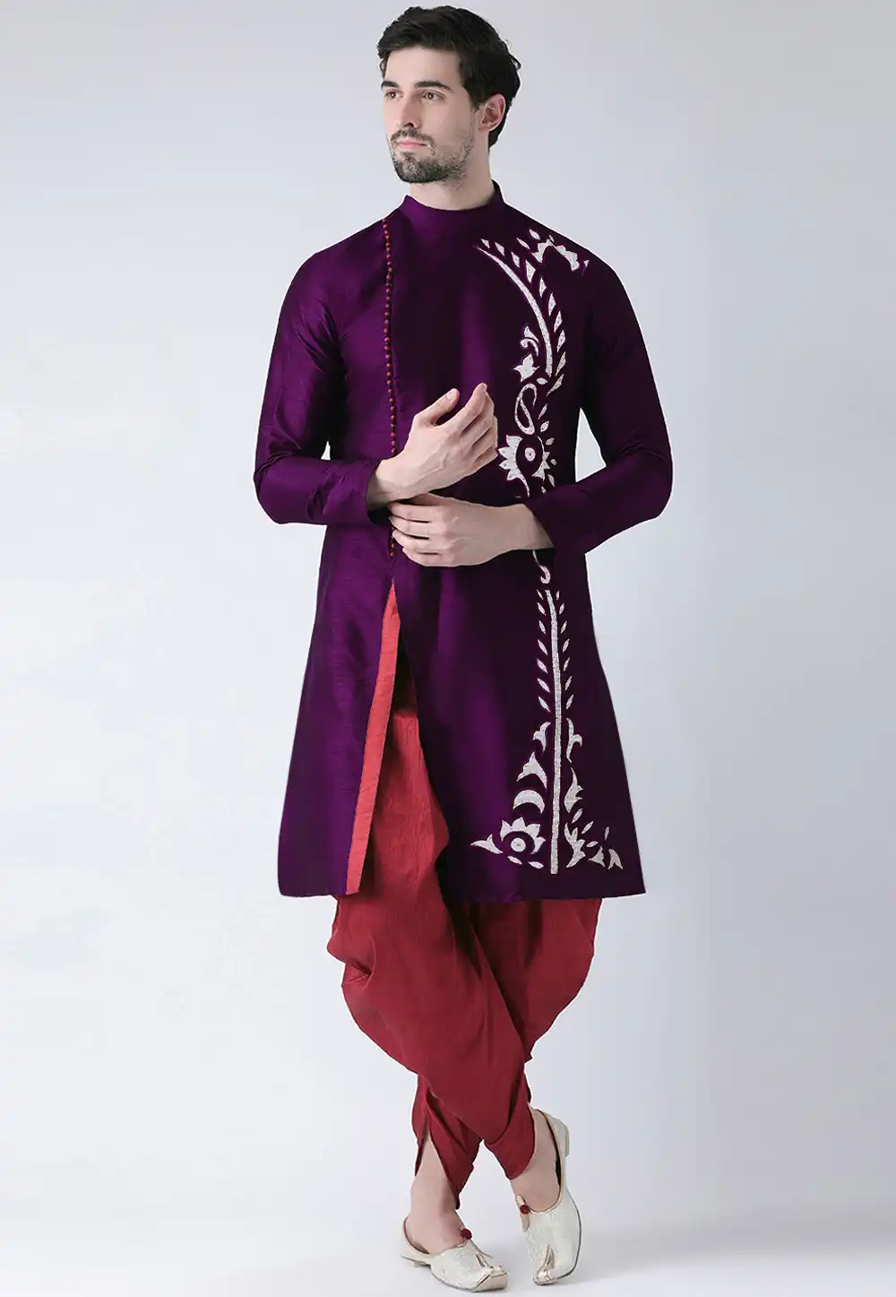 Purple Dupion Silk Dhoti Kurta 284918