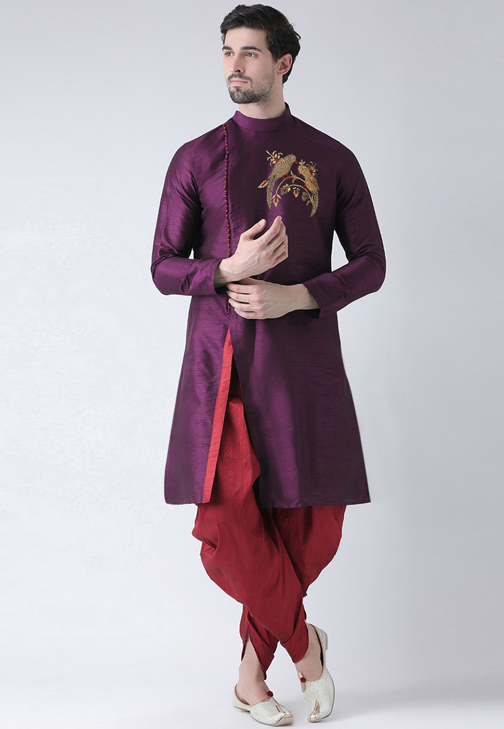 Purple Dupion Silk Dhoti Kurta 284911