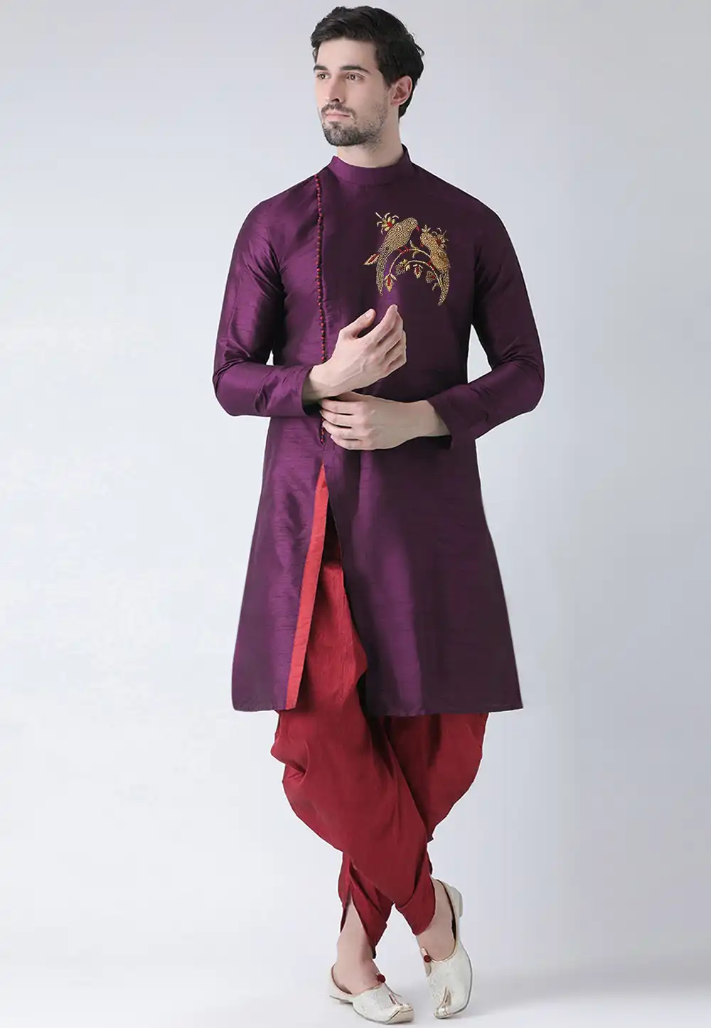 Purple Dupion Silk Dhoti Kurta 284911