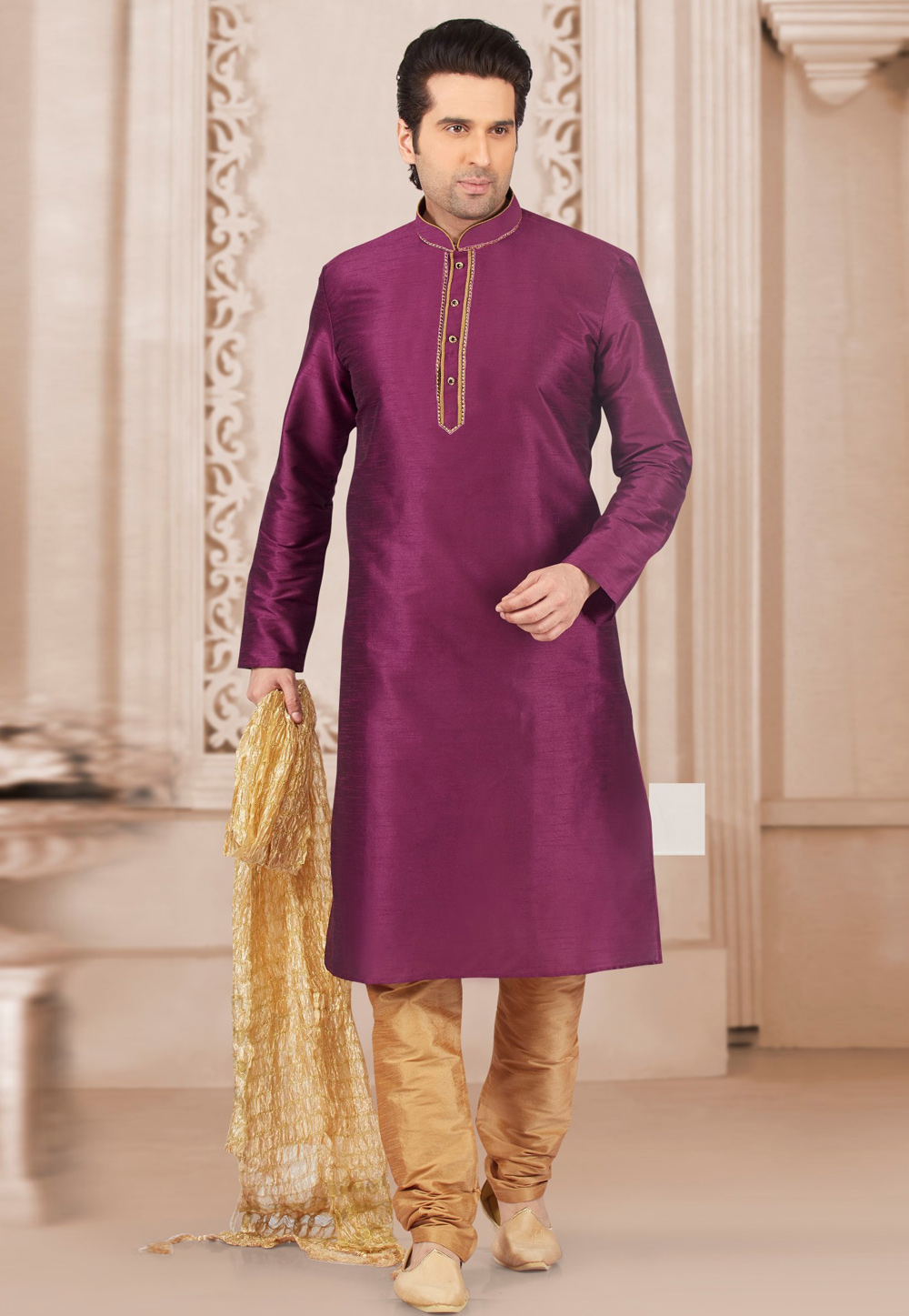 Purple Dupion Silk Kurta Pajama 311302