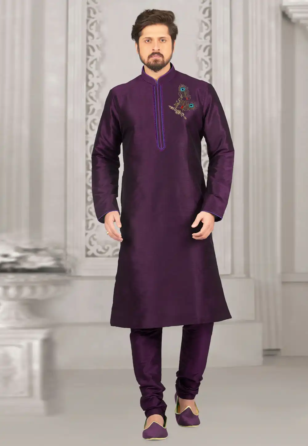 Purple Dupion Silk Kurta Pajama 316064