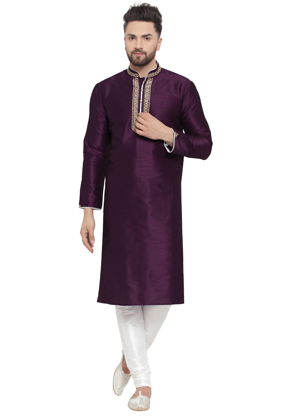 Purple Dupion Silk Kurta Pajama 284934