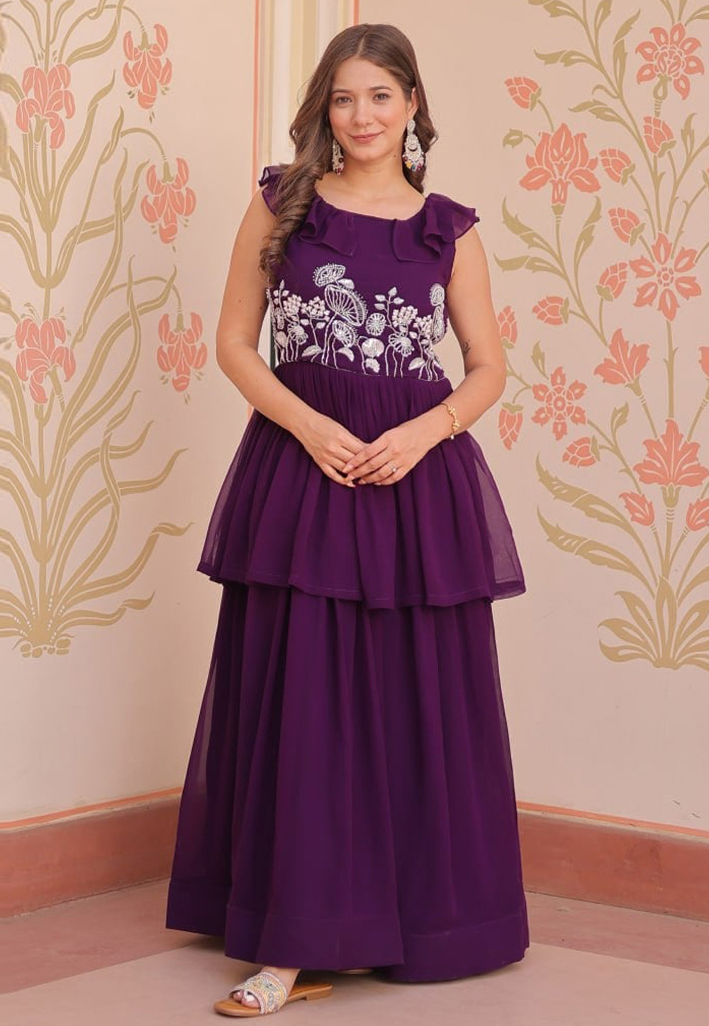 Purple Faux Georgette Gown 311263