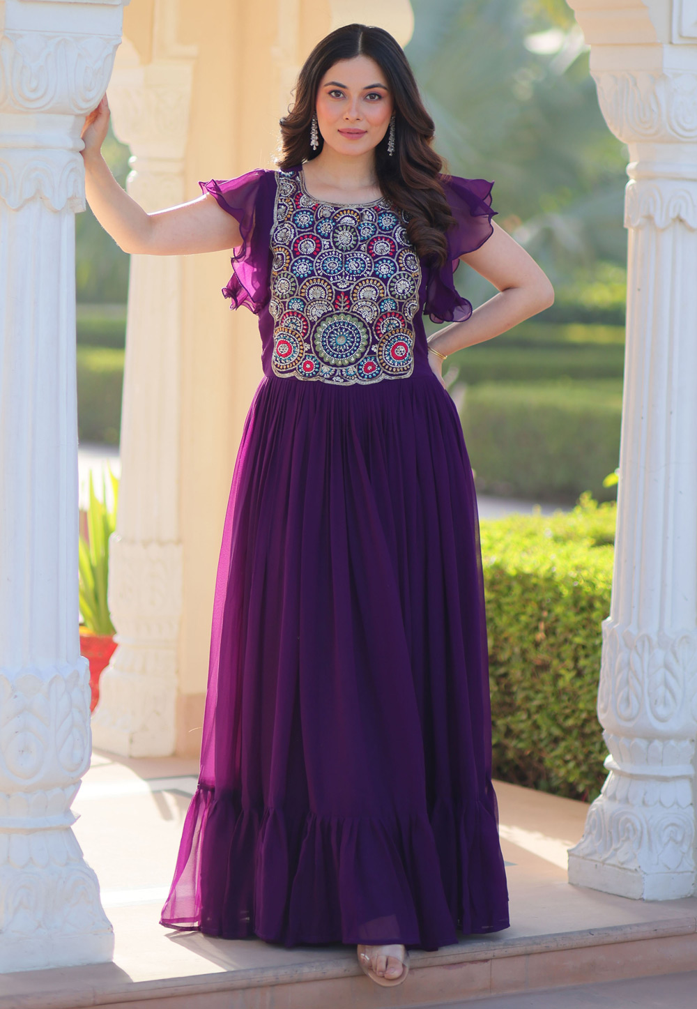 Purple Faux Georgette Gown 312904