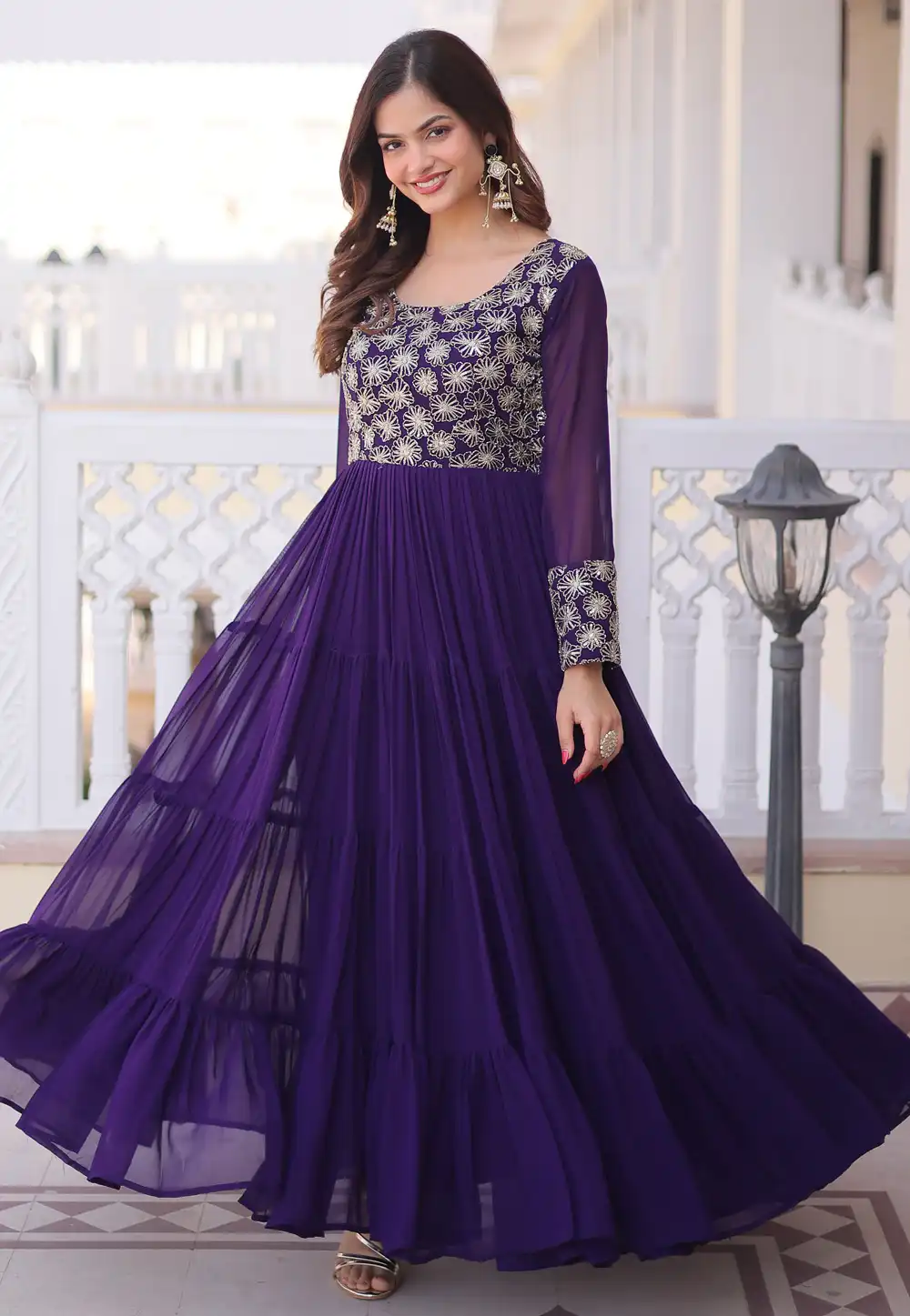 Purple Faux Georgette Gown 326495