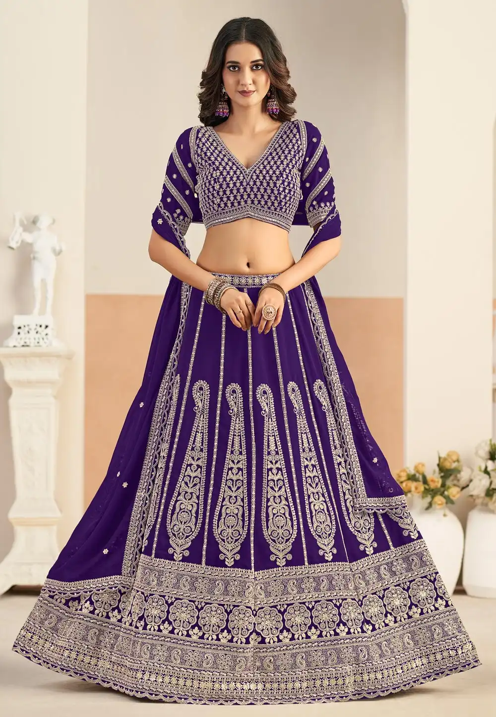 Purple Faux Georgette Lehenga Choli 325769