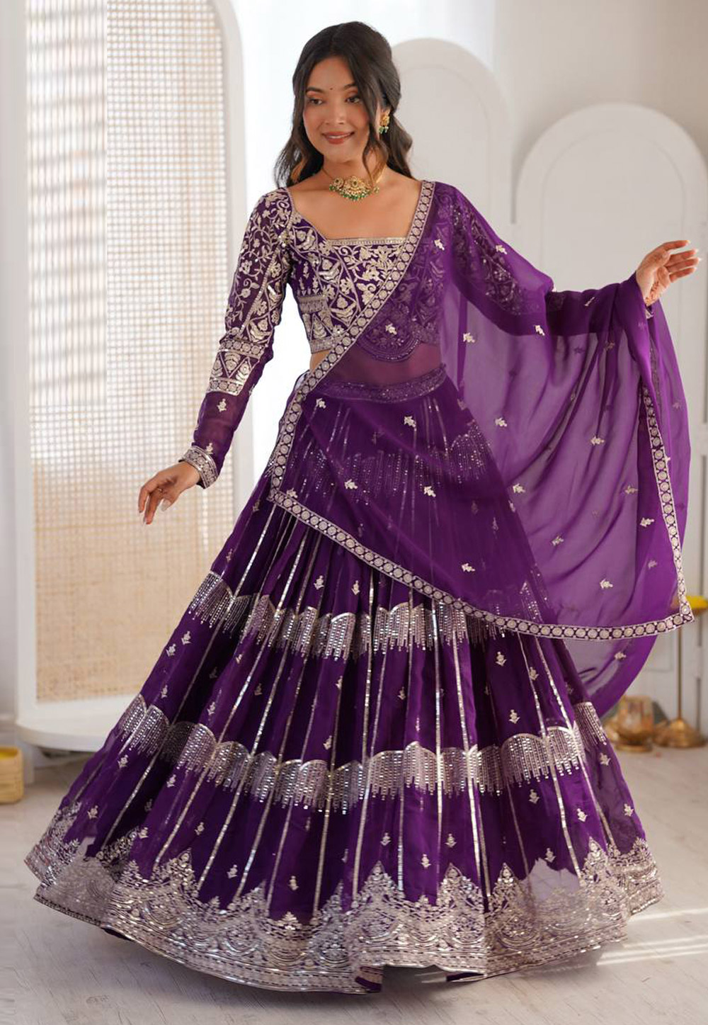 Purple Faux Georgette Lehenga Choli 327690