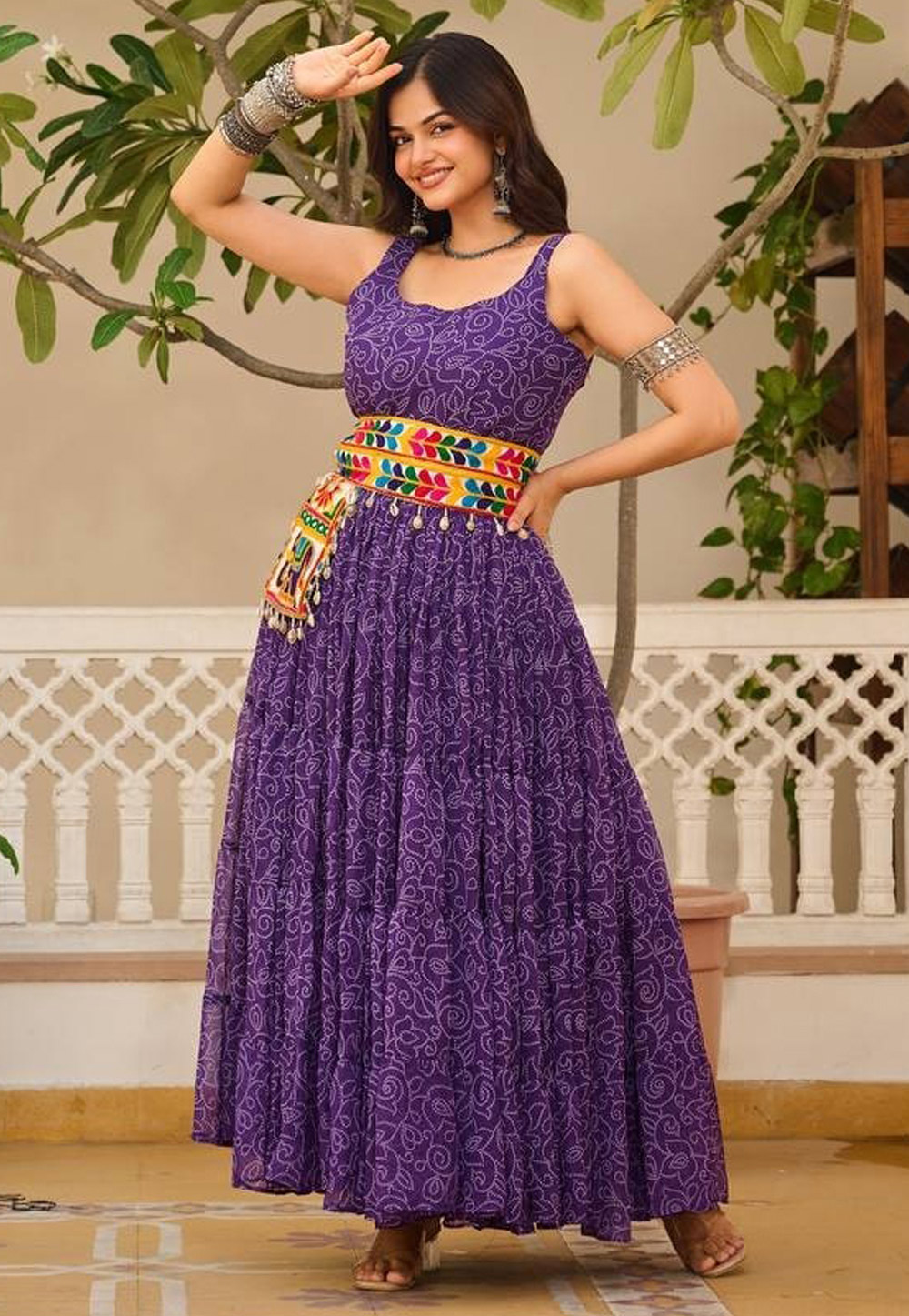 Purple Faux Georgette Navratri Wear Gown 312363