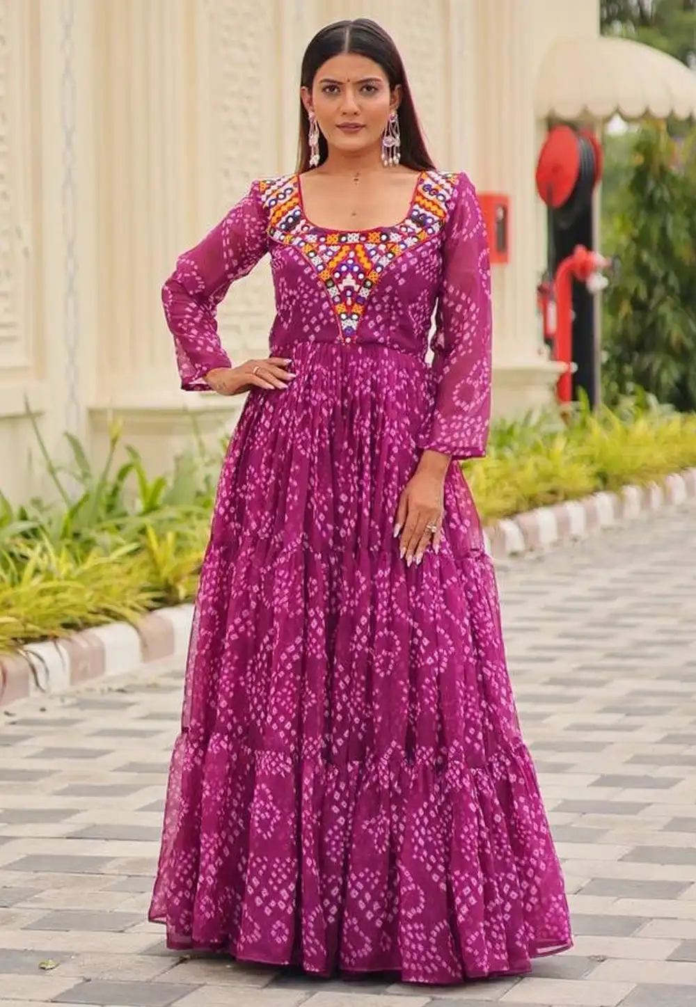 Purple Faux Georgette Navratri Wear Gown 314534