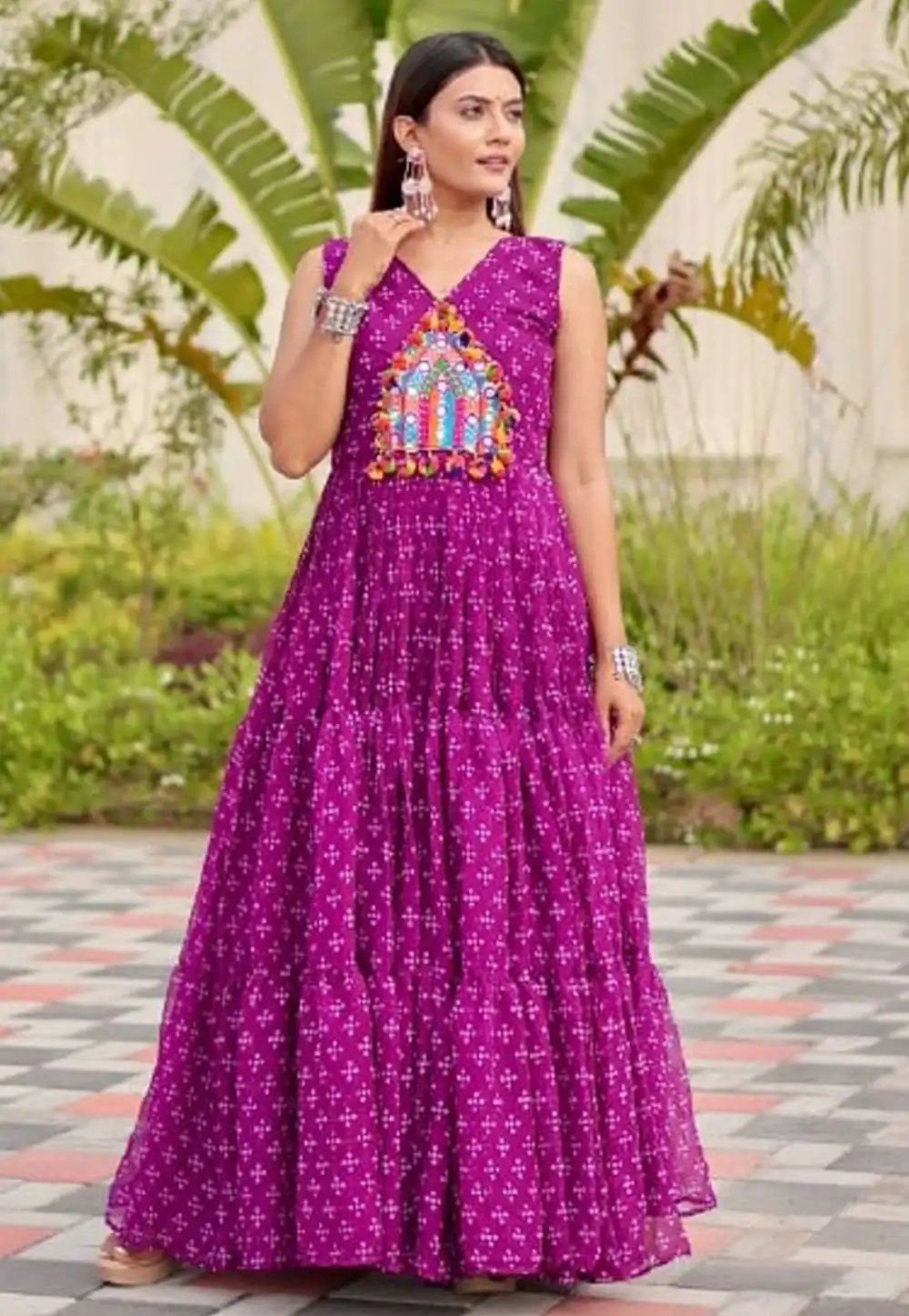 Purple Faux Georgette Navratri Wear Gown 315250