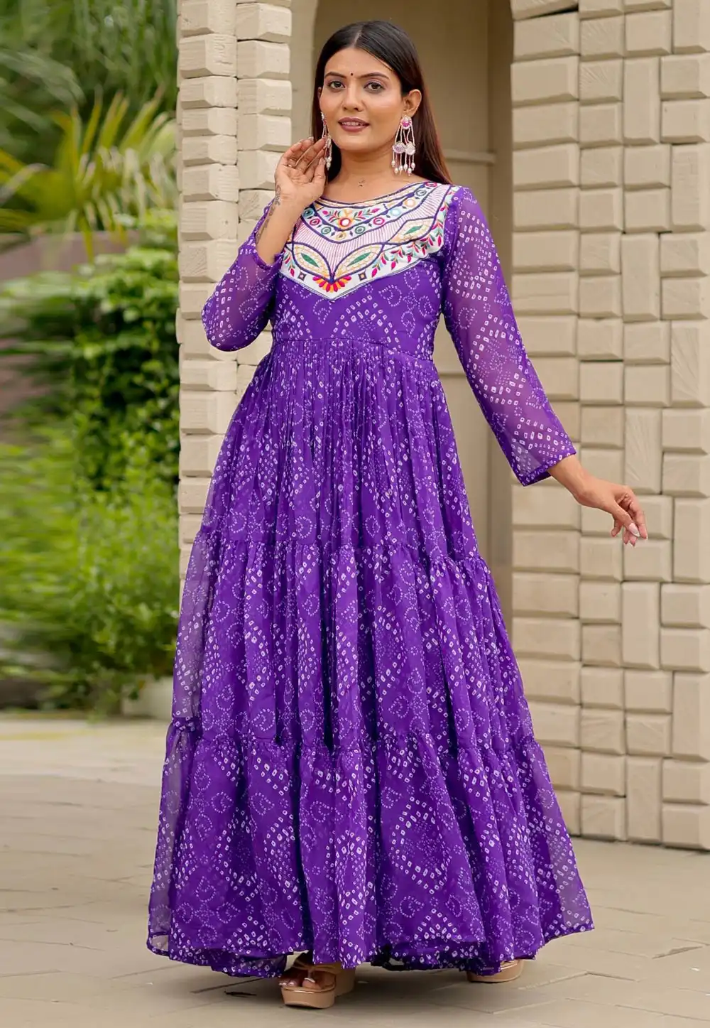 Purple Faux Georgette Navratri Wear Gown 315658