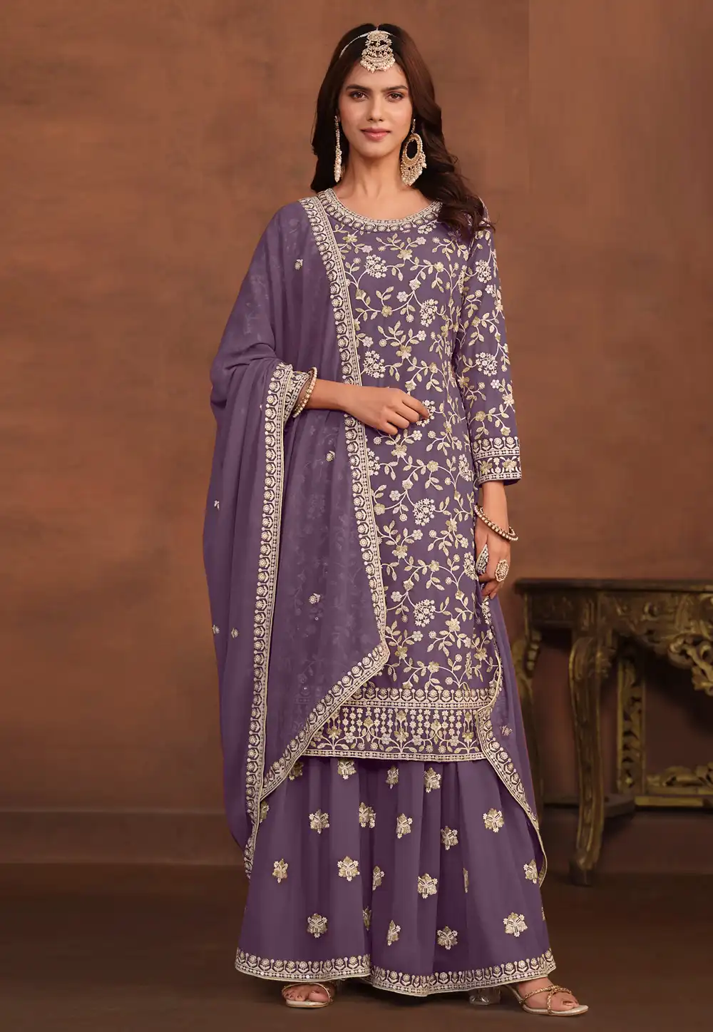 Purple Faux Georgette Pakistani Suit 280655
